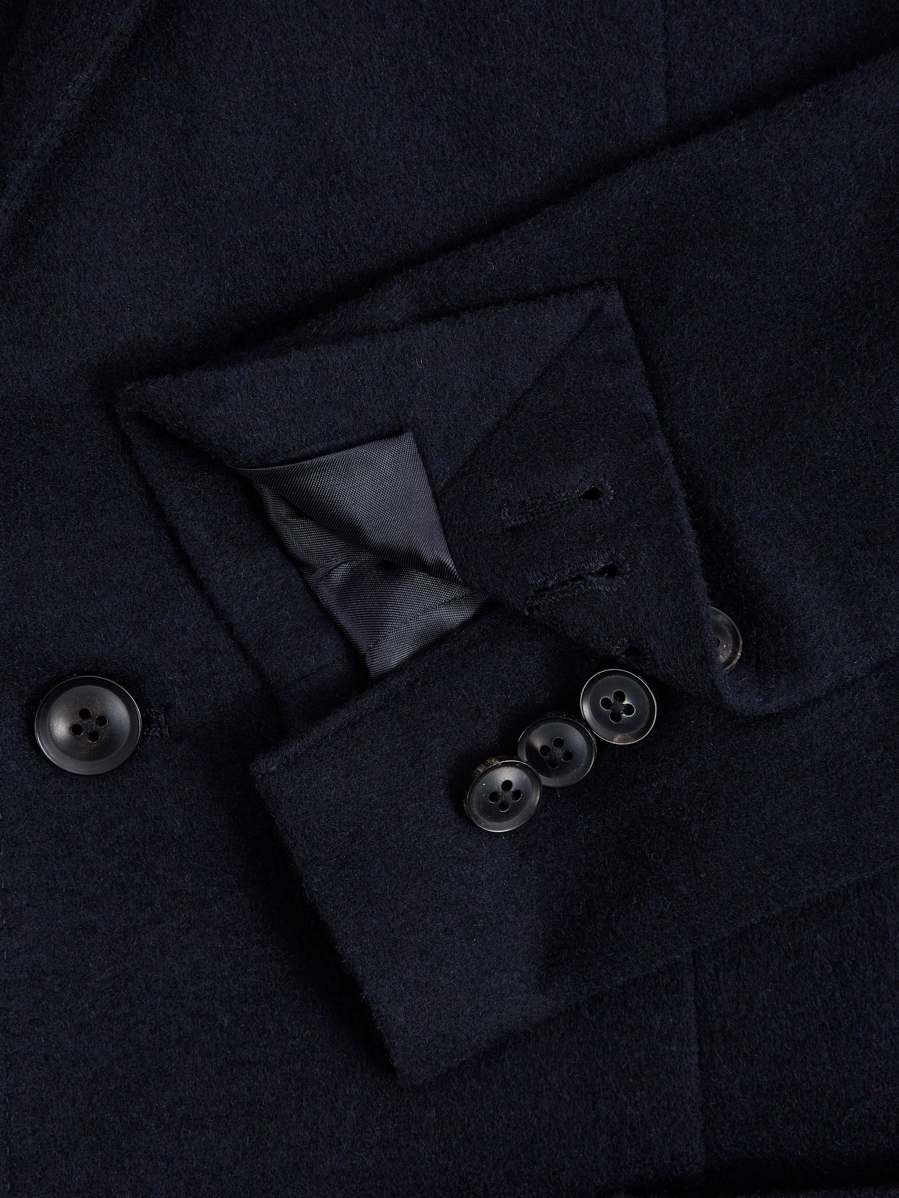 Single Breasted Slim Fit Flannel Blazer in Navy - Image 6 of 7
