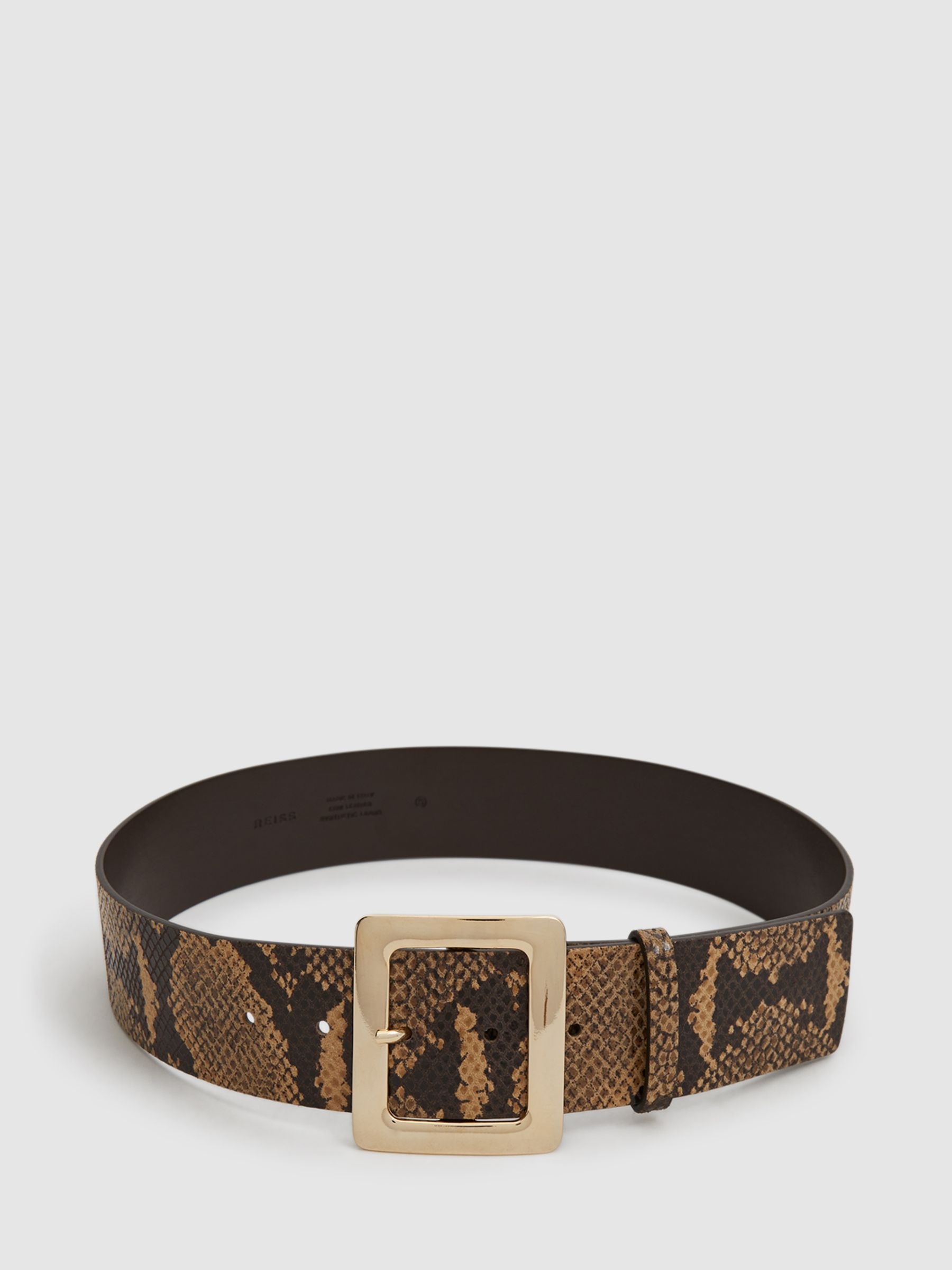 Snake Print Wide Waist Belt in Natural - Image 6 of 6