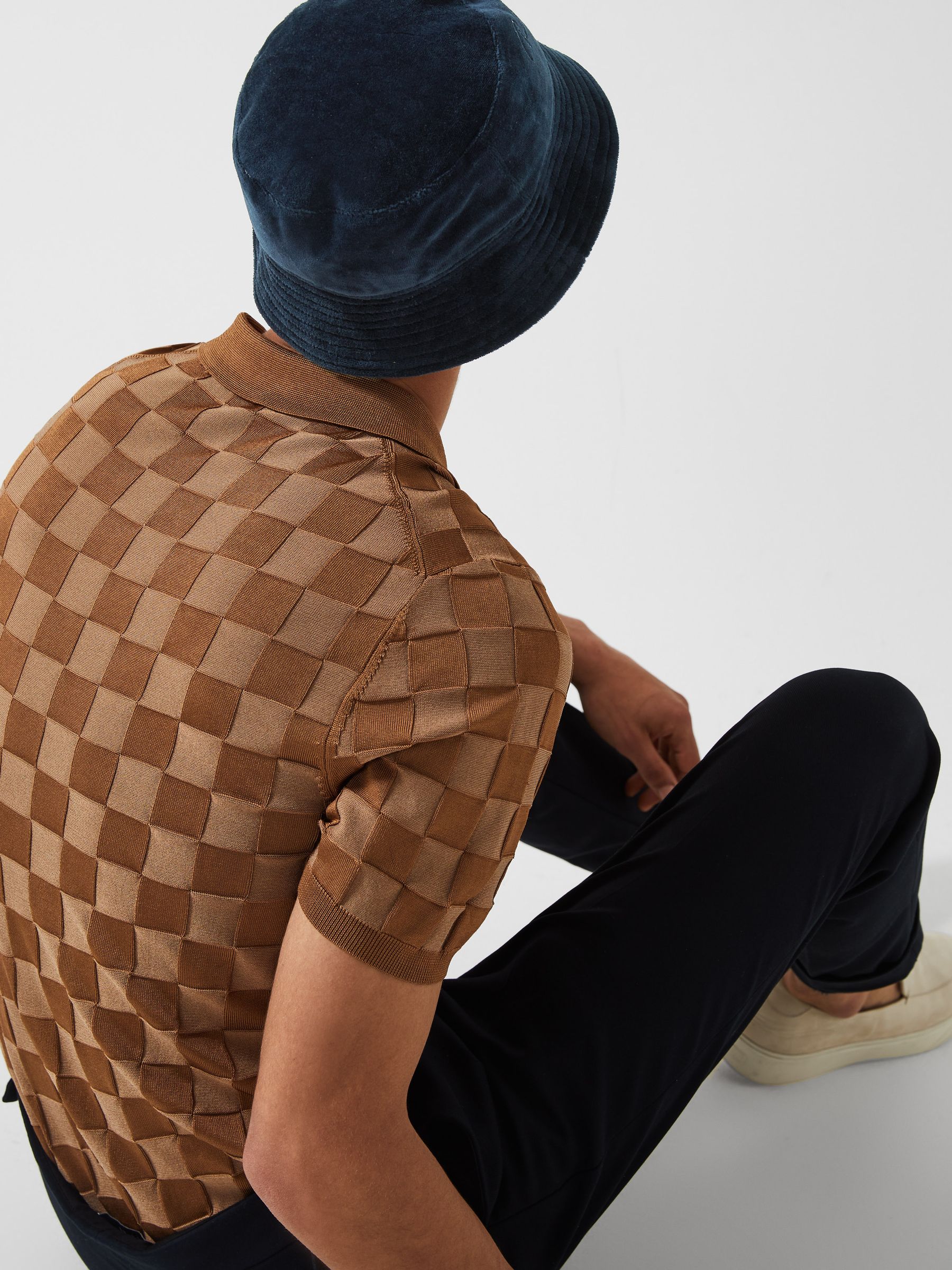 Velour Bucket Hat in Navy - Image 3 of 4