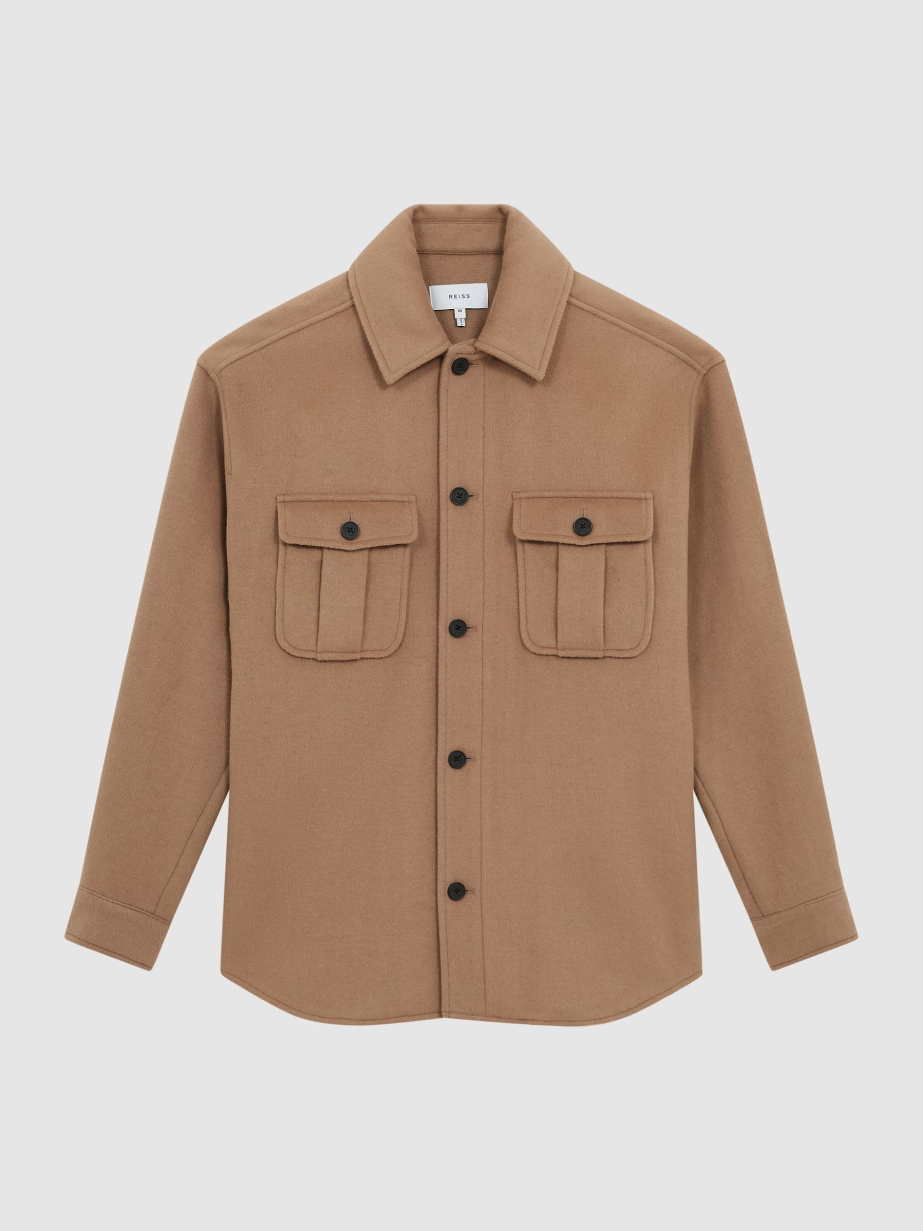 Wool Blend Brushed Overshirt in Camel - Image 2 of 5