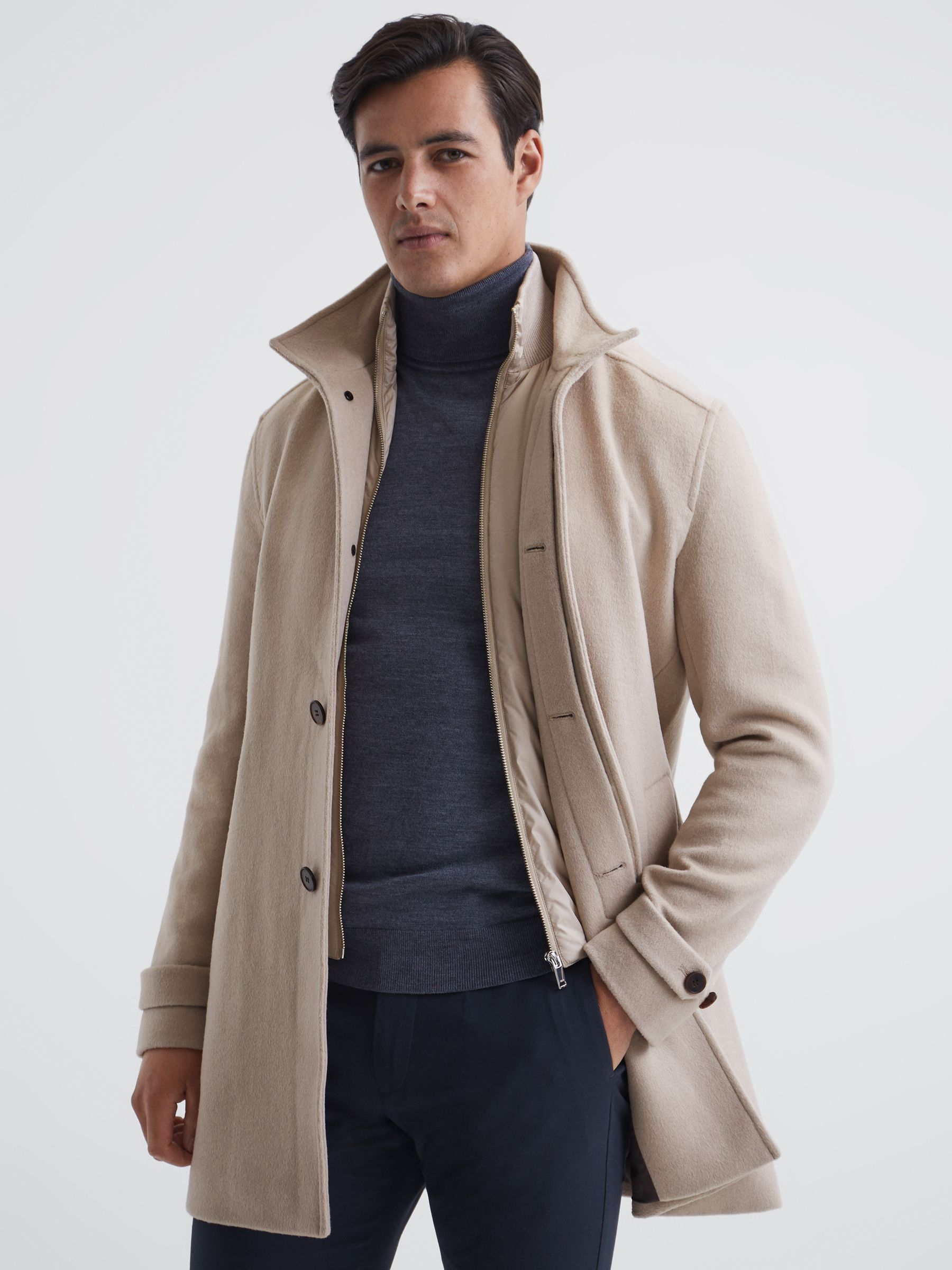 Wool-Blend Overcoat in Cream - Image 1 of 7