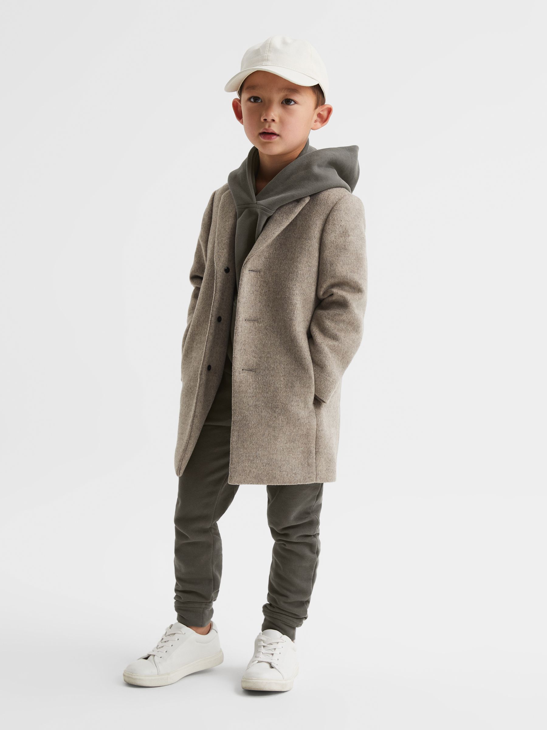 Junior Oversized Cotton Jersey Hoodie in Olive - Image 4 of 6