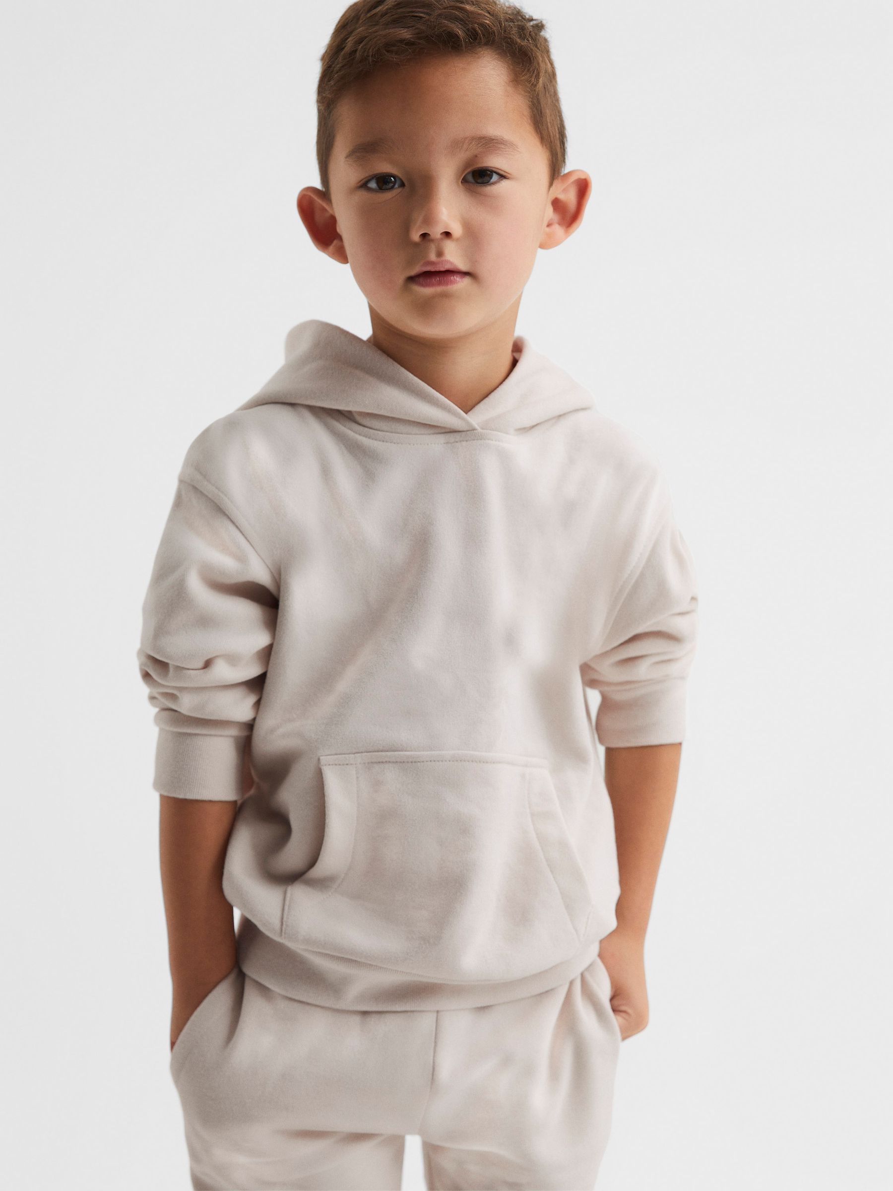 Oversized Cotton Jersey Hoodie in Cream - Image 1 of 9