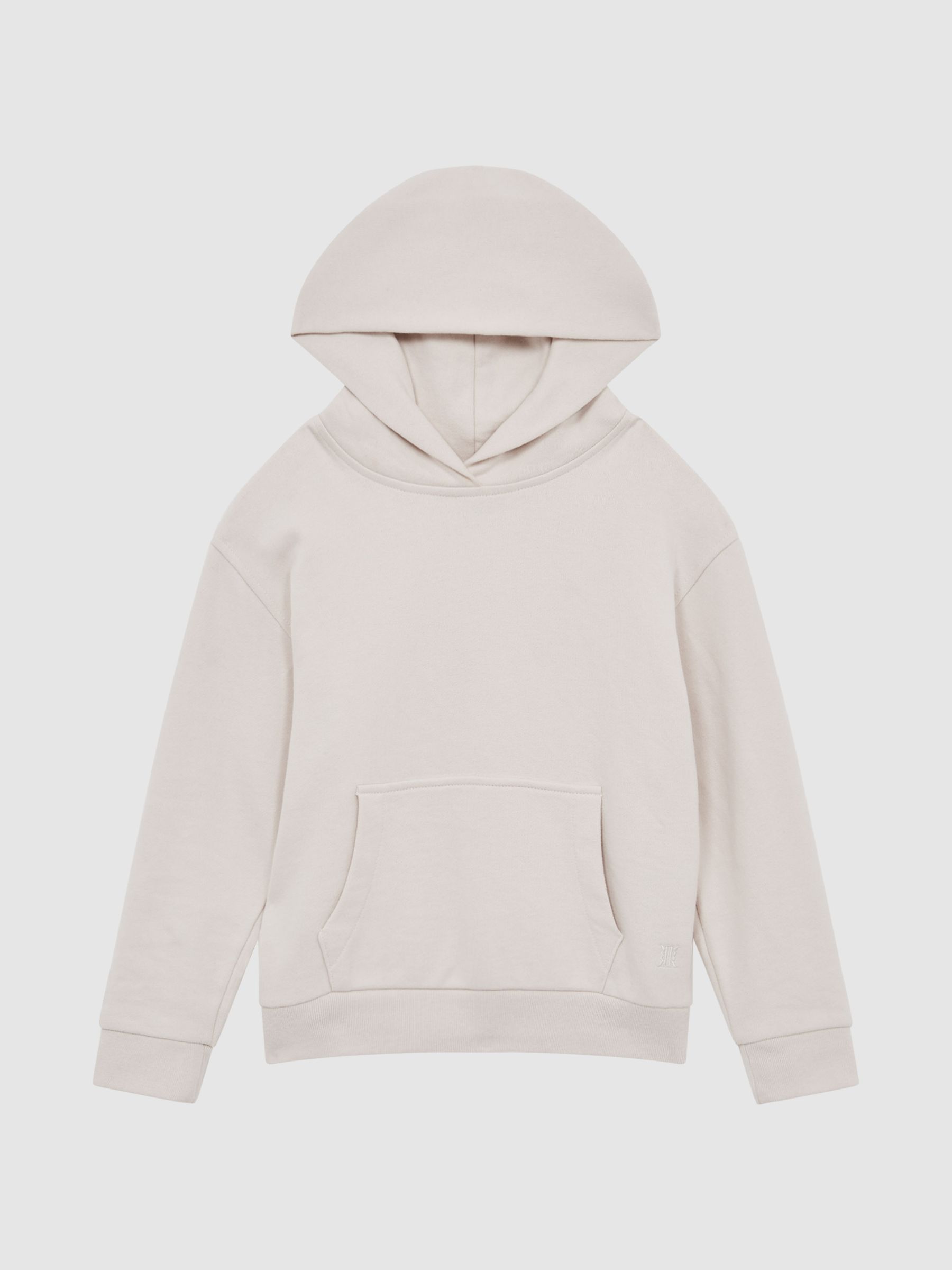 Oversized Cotton Jersey Hoodie in Cream - Image 2 of 9