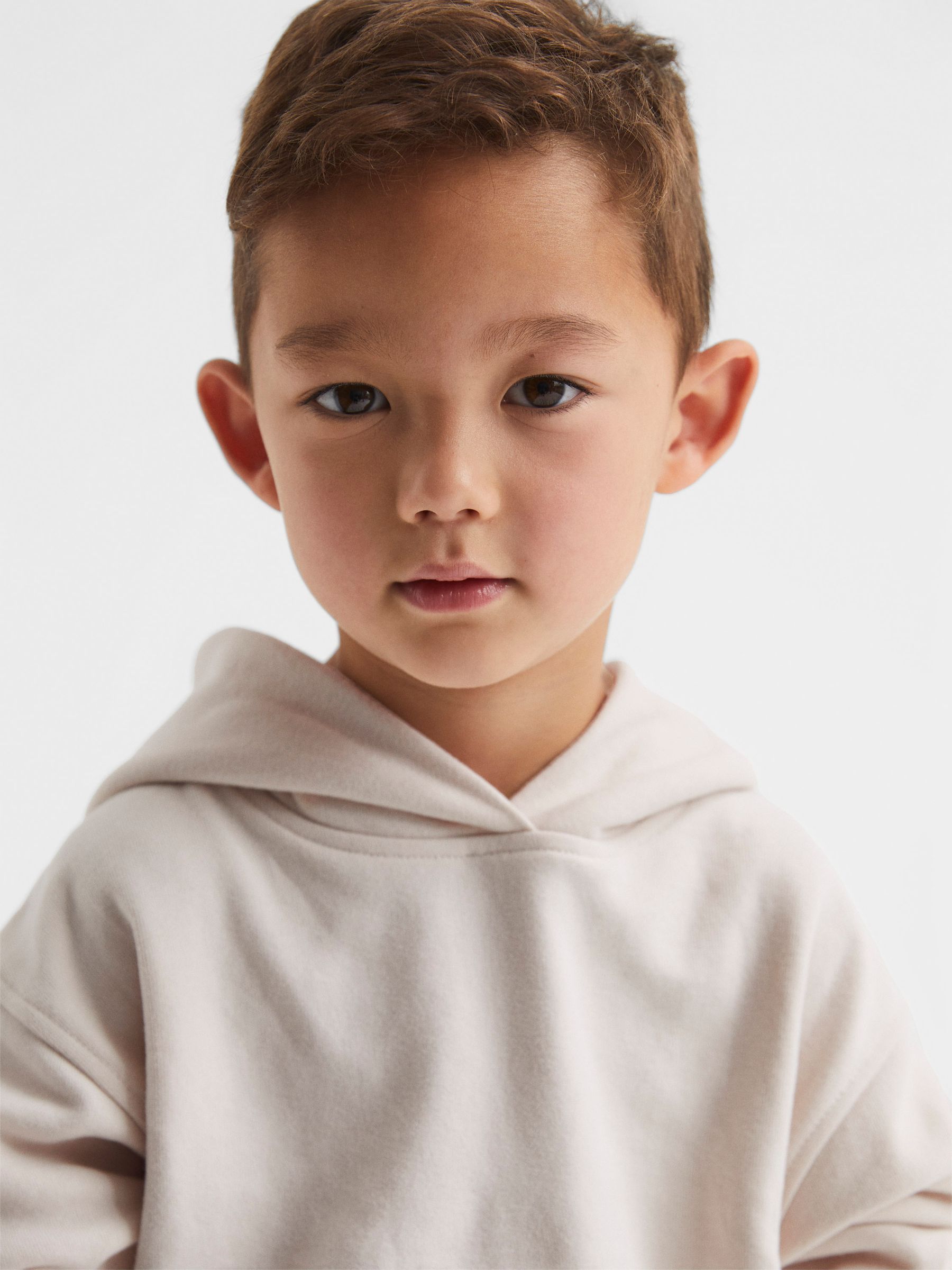 Oversized Cotton Jersey Hoodie in Cream - Image 3 of 9