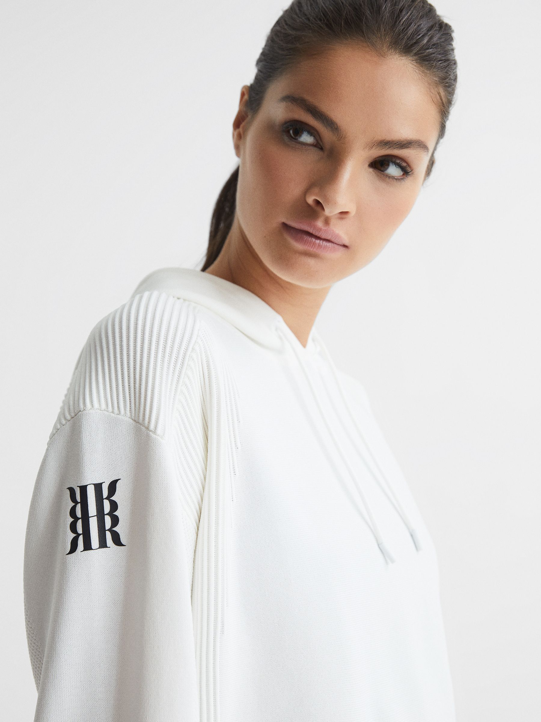 Ribbed Hoodie in White - Image 6 of 9