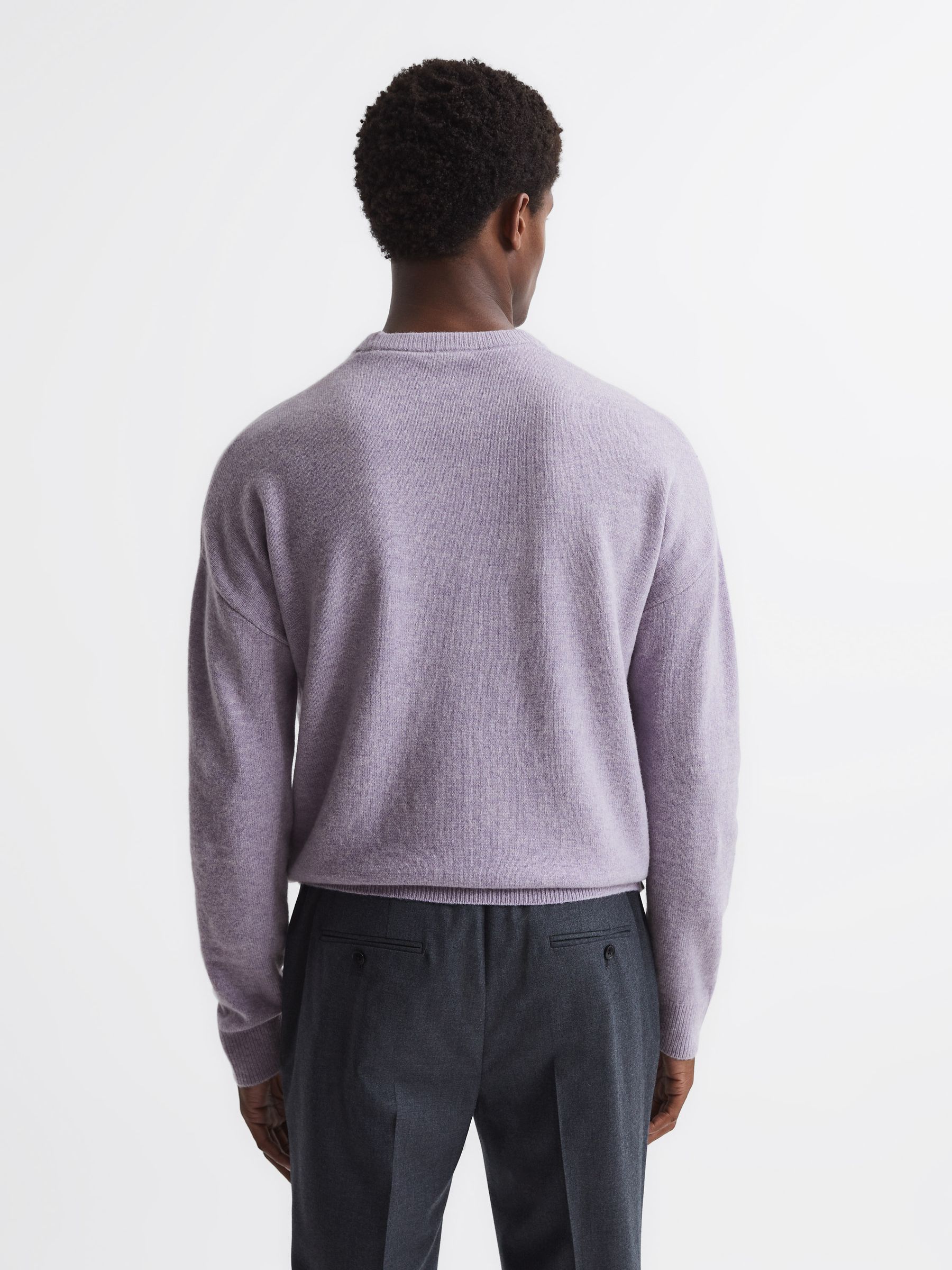 100% Merino Wool Crew Neck Jumper in Lilac - Image 5 of 6