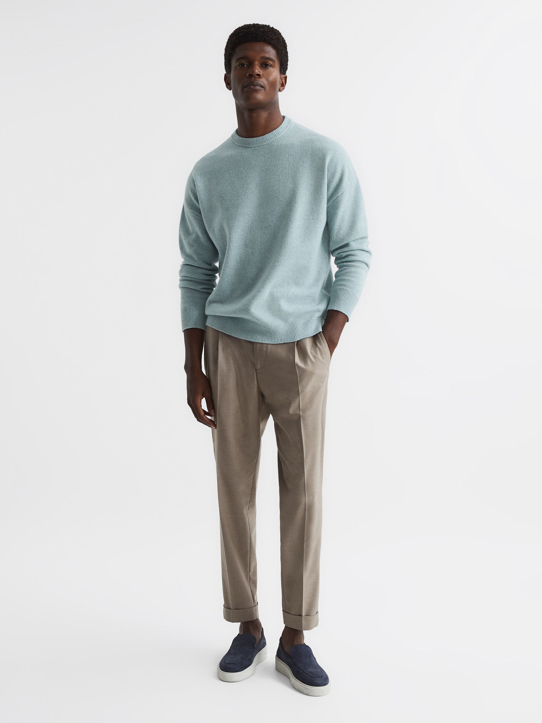 100% Merino Wool Crew Neck Jumper in Mint - Image 3 of 6