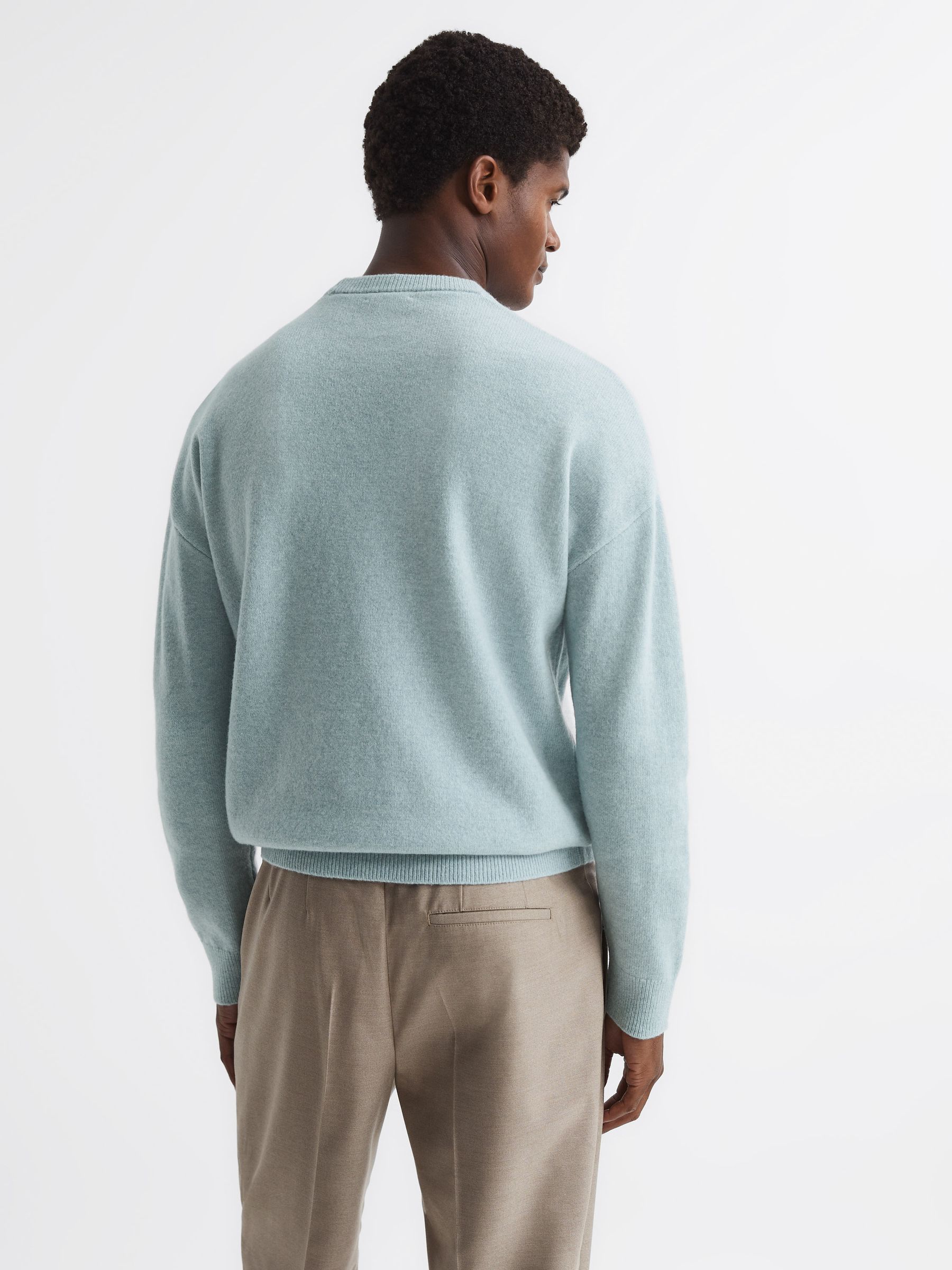 100% Merino Wool Crew Neck Jumper in Mint - Image 5 of 6
