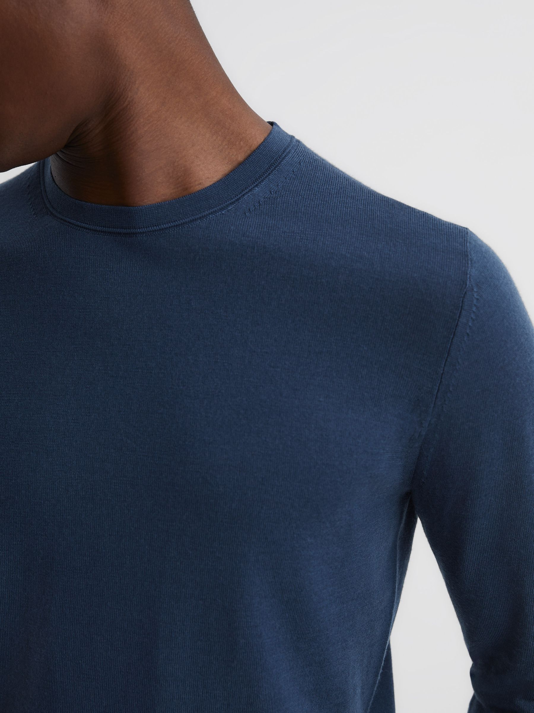 Merino Wool Jumper in Bright Airforce - Image 4 of 6