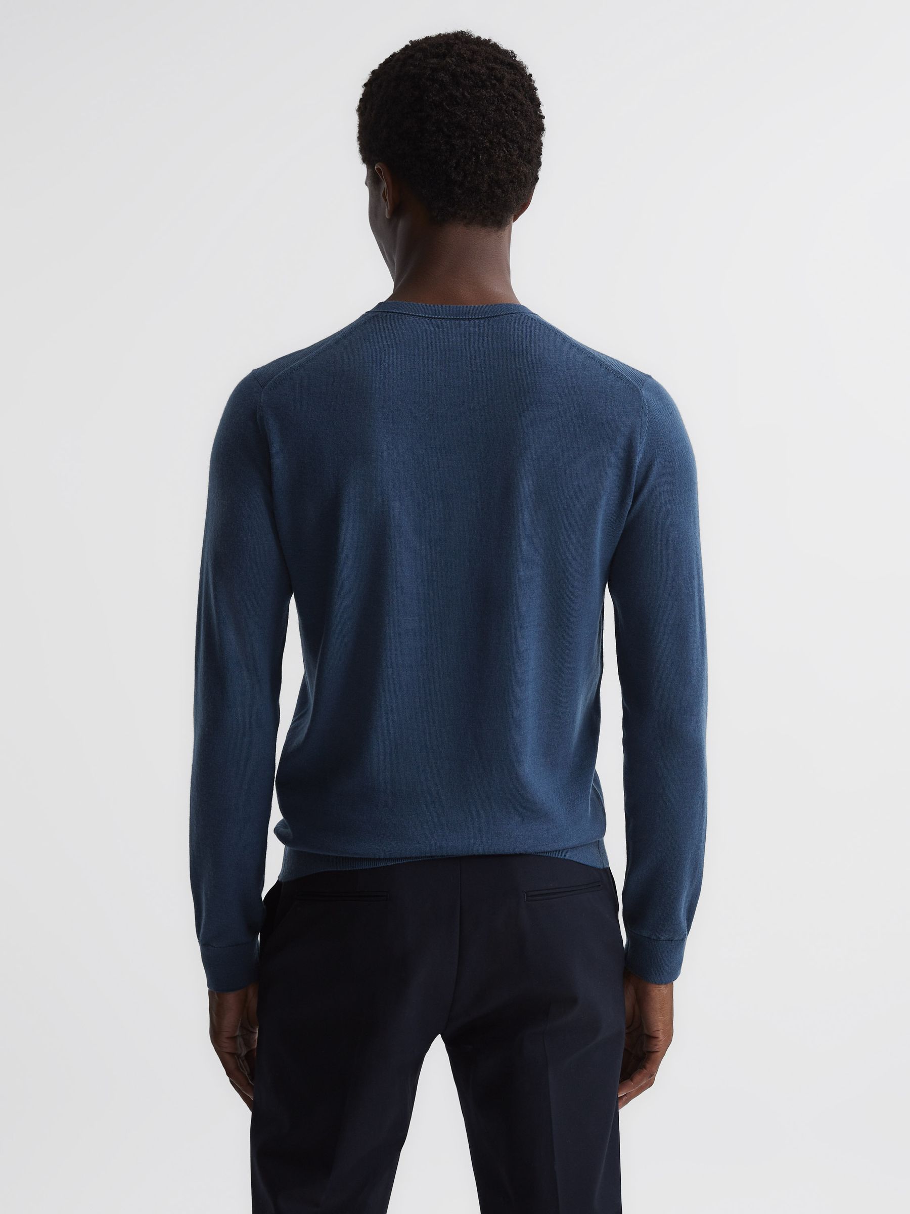 Merino Wool Jumper in Bright Airforce - Image 5 of 6