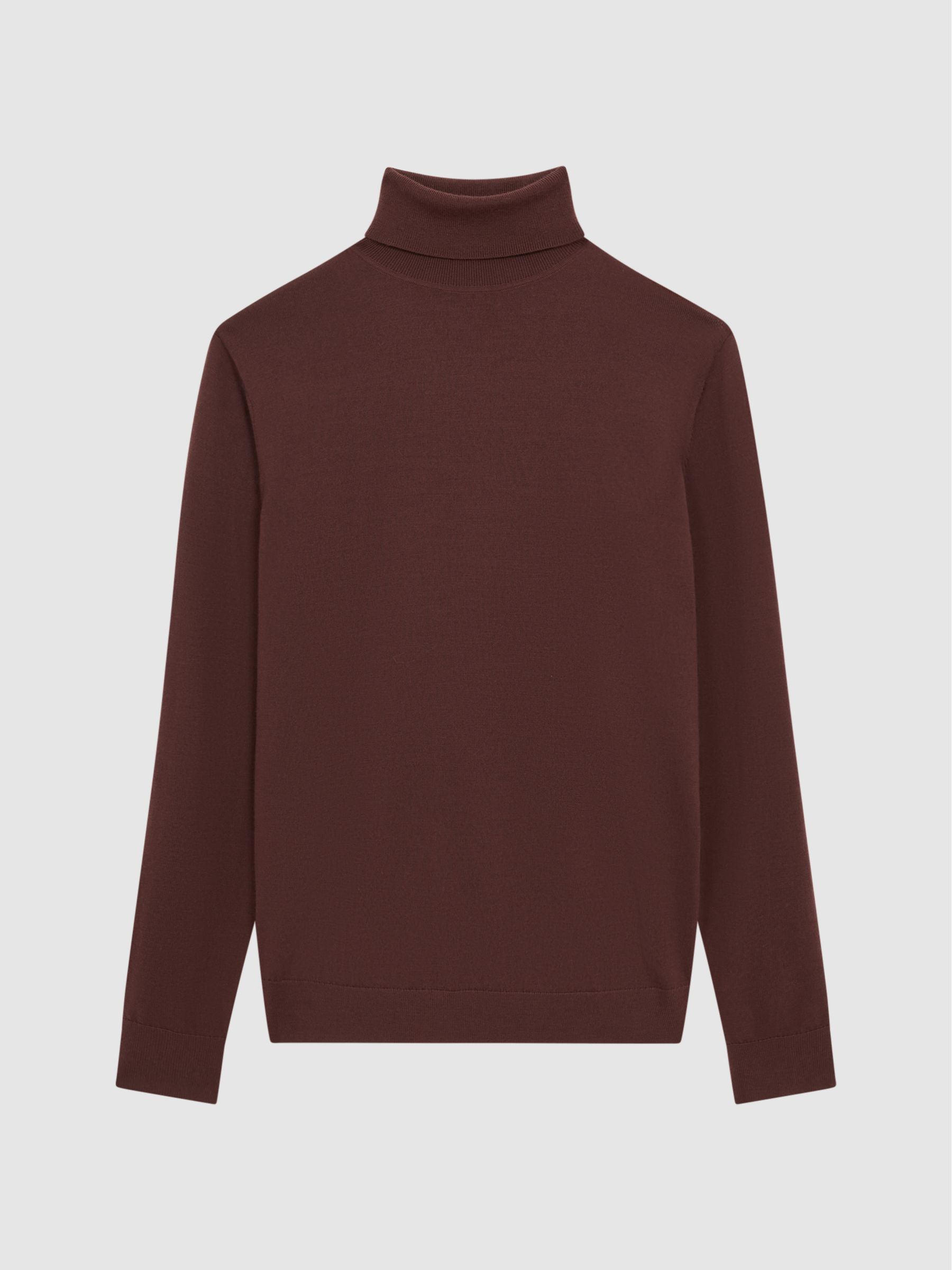 Merino Wool Roll Neck Jumper in Rust - Image 2 of 5