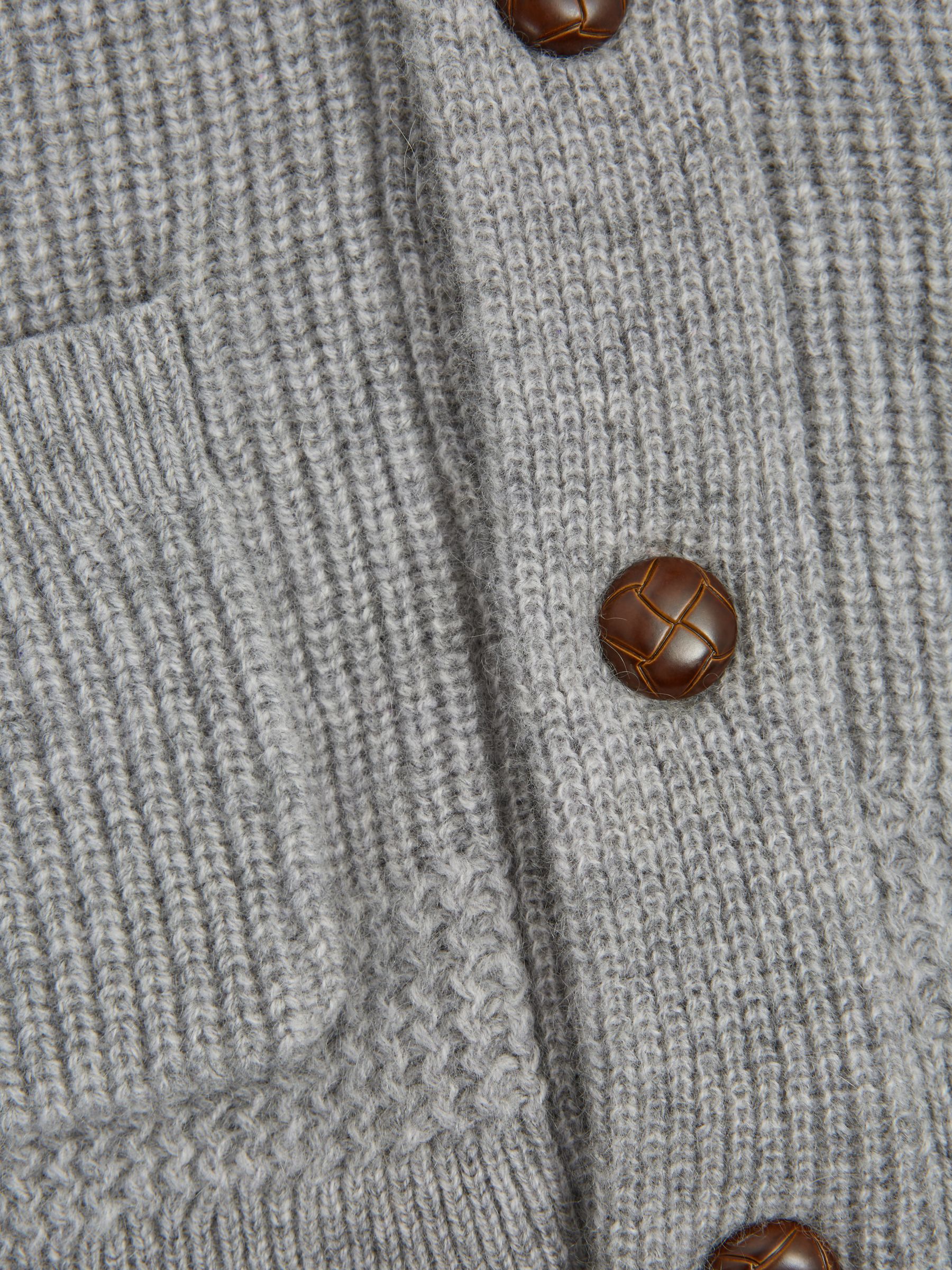 Senior Shawl Collar Cashmere Cardigan in Soft Grey Melange - Image 6 of 6