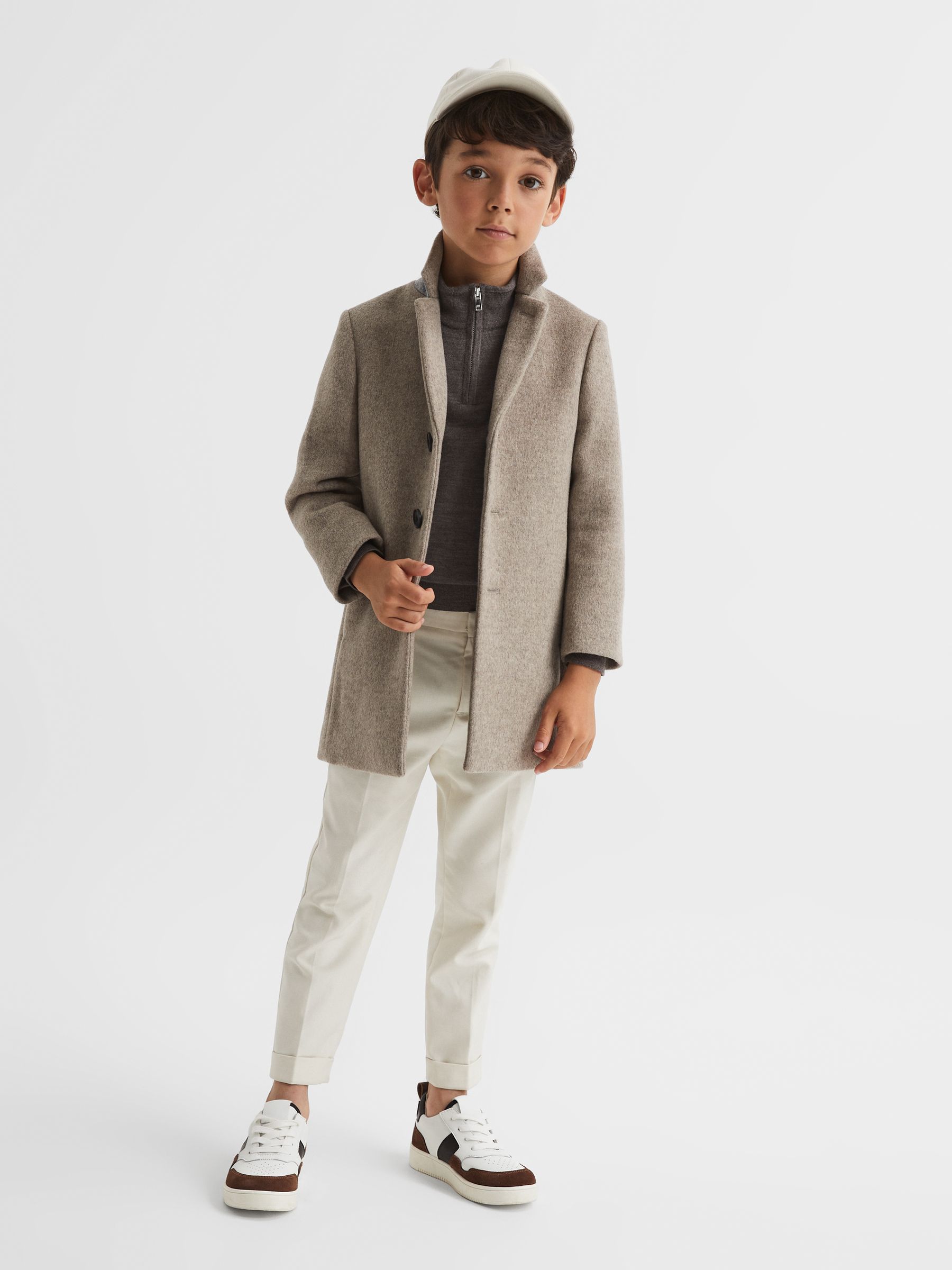 Zip Up Knitted Jumper in Mouse Brown Melange - Image 4 of 11