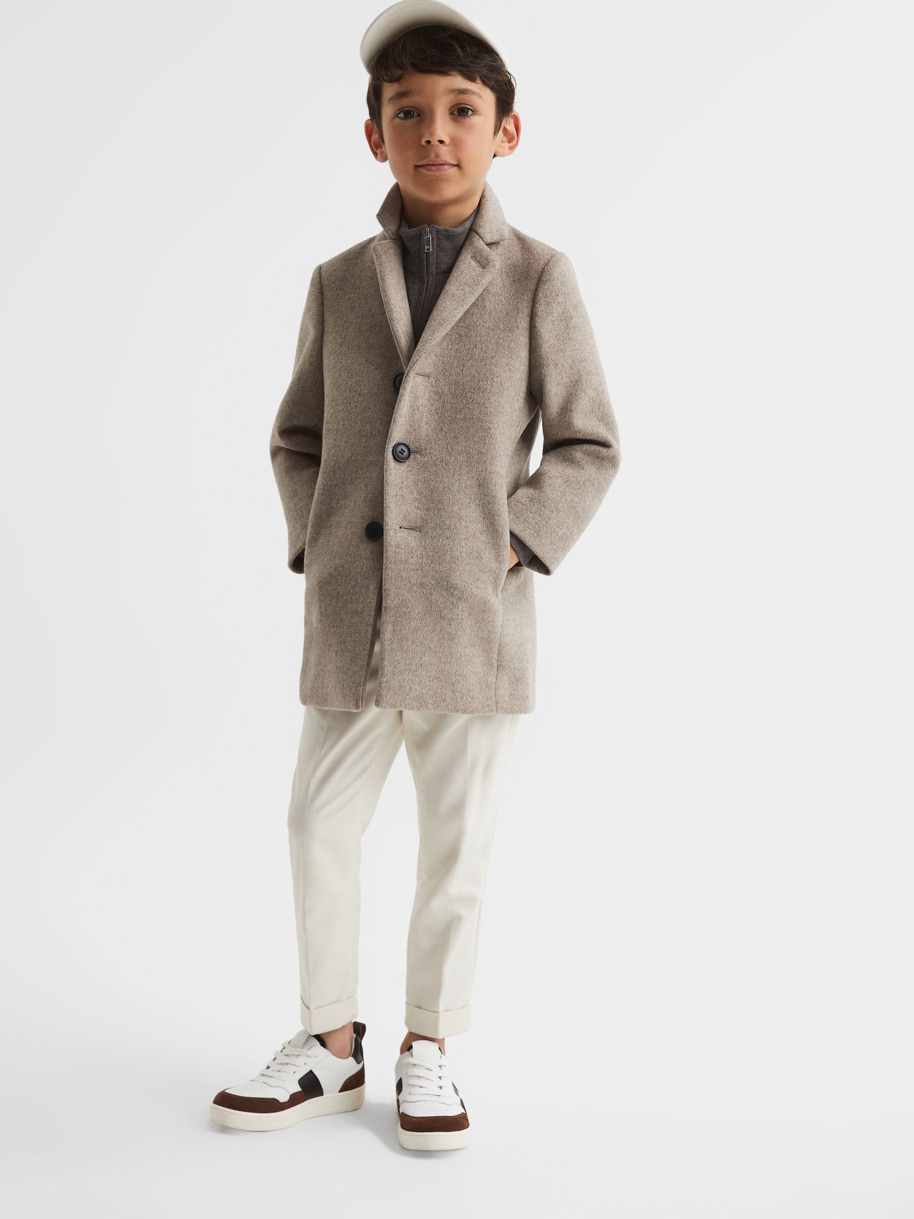 Zip Up Knitted Jumper in Mouse Brown Melange - Image 8 of 11