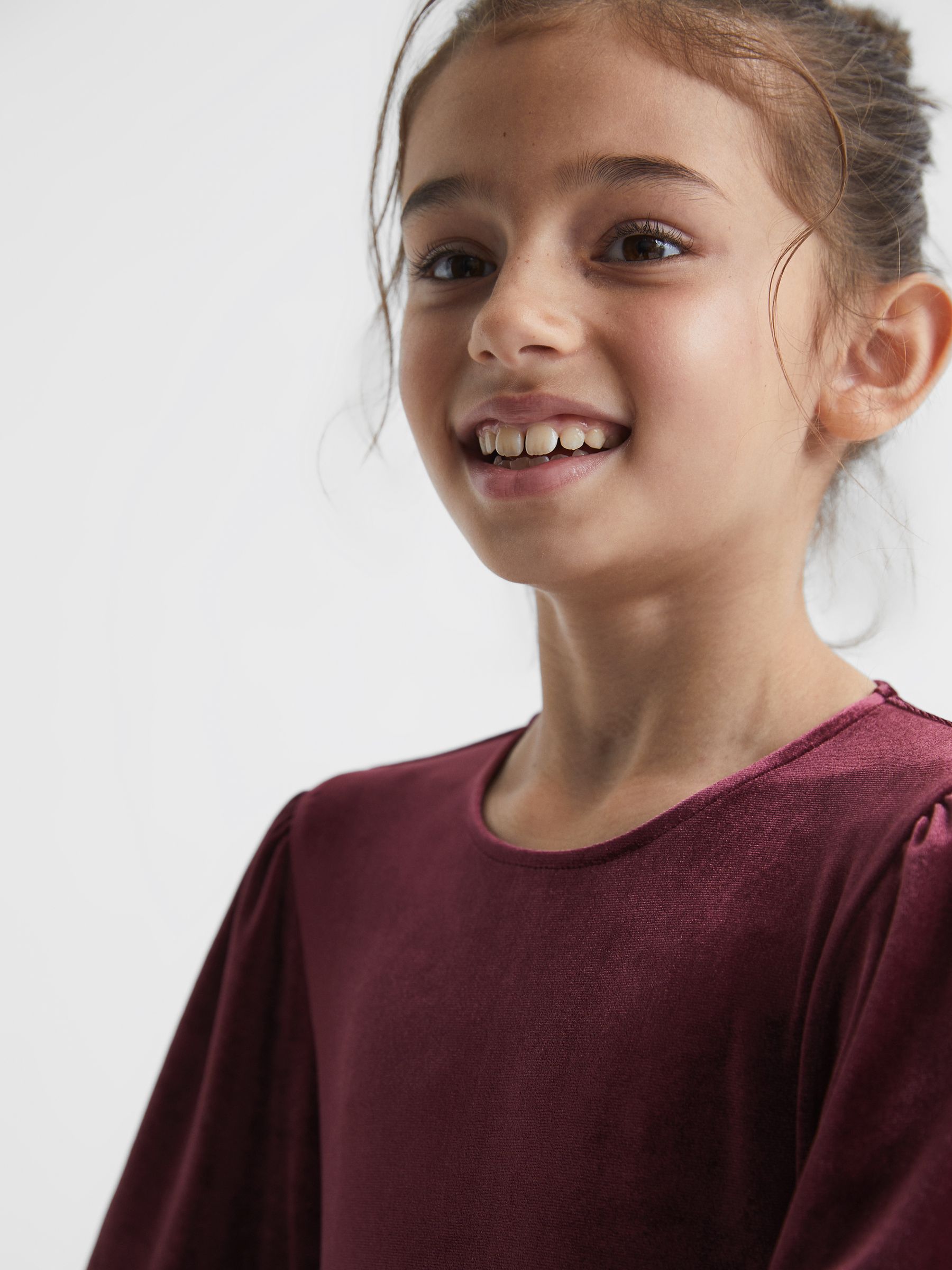 Junior Velvet Wide Sleeve Crop Jumpsuit in Red - Image 4 of 7