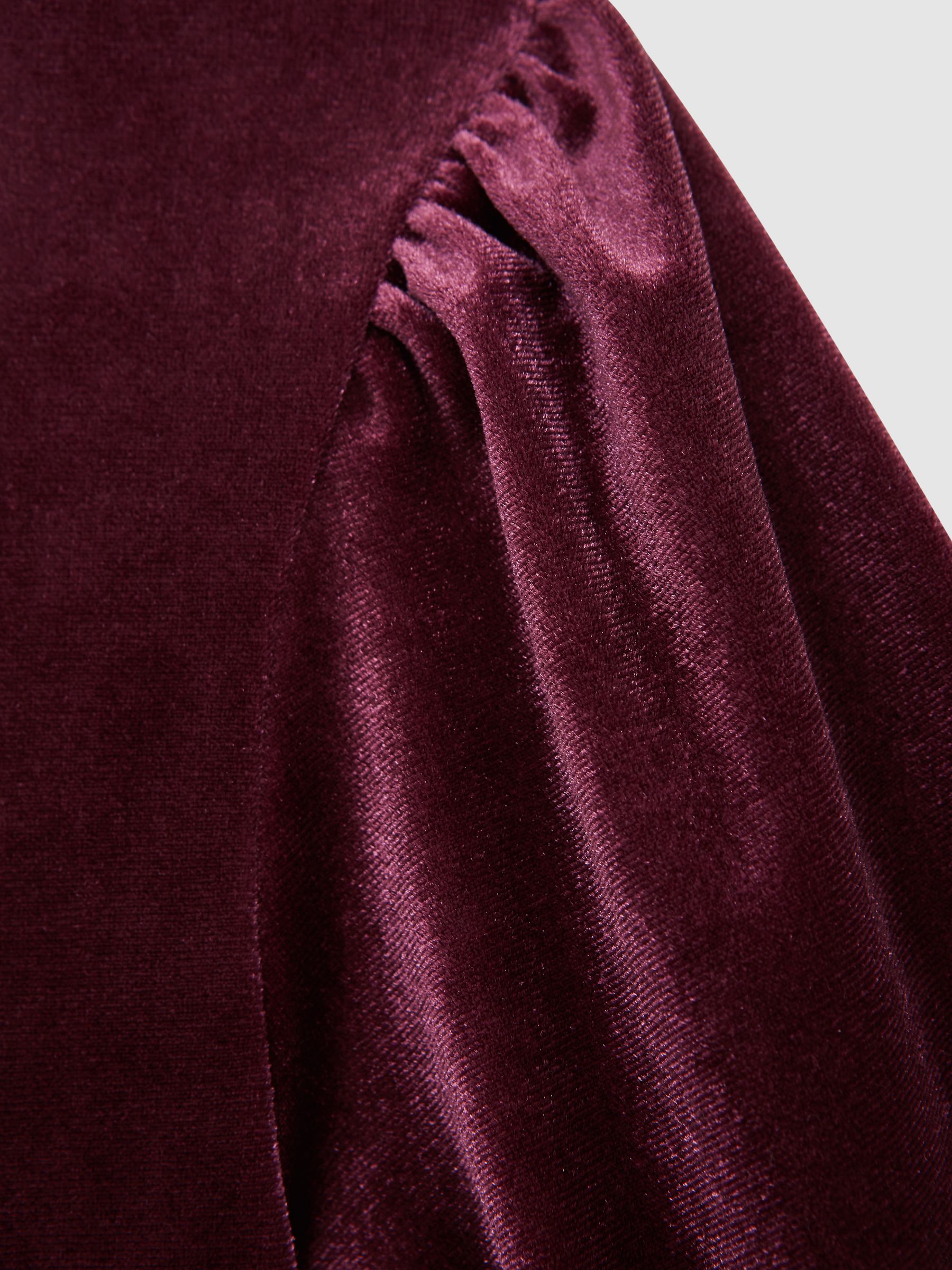 Junior Velvet Wide Sleeve Crop Jumpsuit in Red - Image 7 of 7