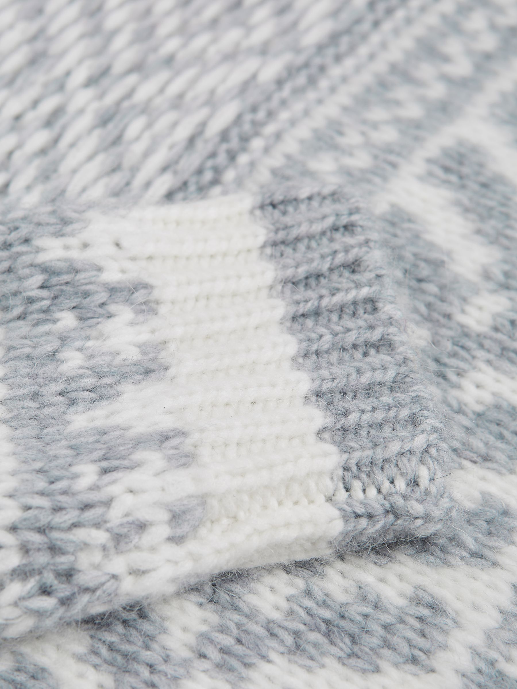 Senior Crew Neck Fairisle Pattern Wool Blend Jumper in Soft Blue Melange/Ecru - 圖片 7/7
