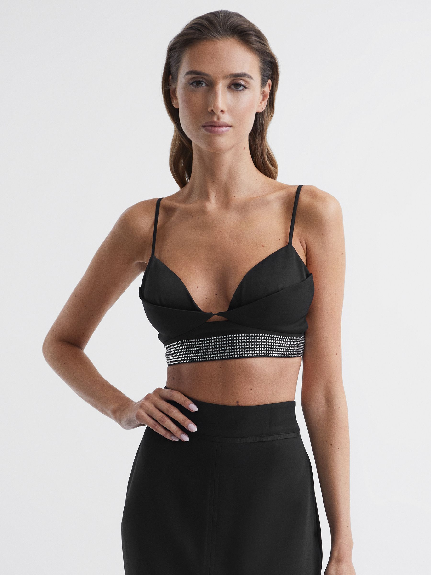 Embellished Bra Top in Black - Image 3 of 6