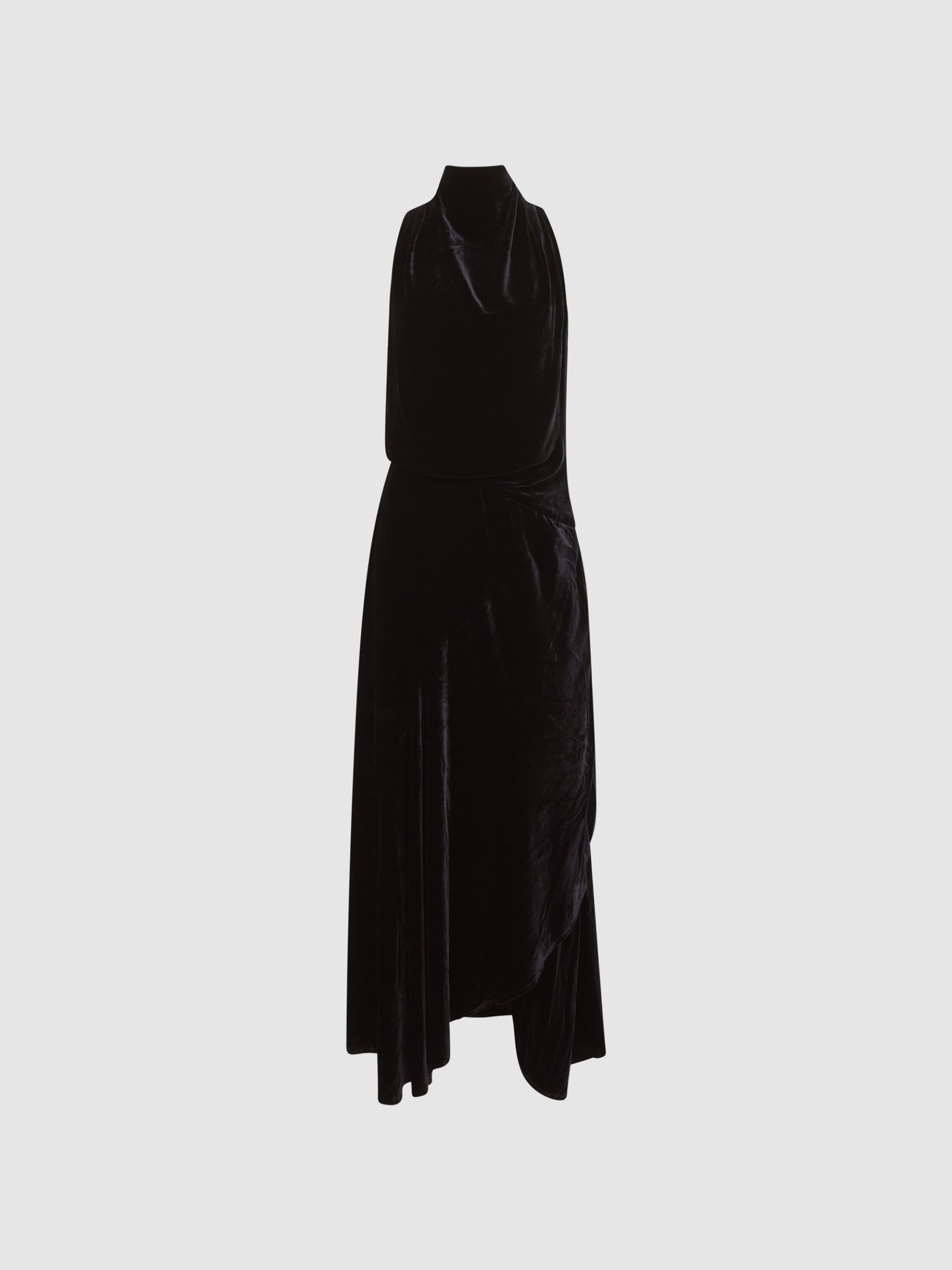 Velvet Midi Dress in Black - Image 2 of 6 Velvet Midi Dress in Black - Image 2 of 6