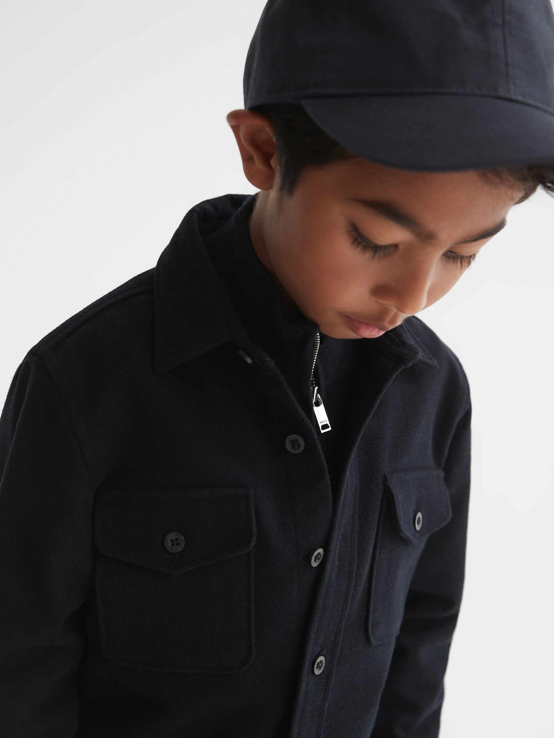 Senior Twin Pocket Overshirt in Navy - Image 3 of 5