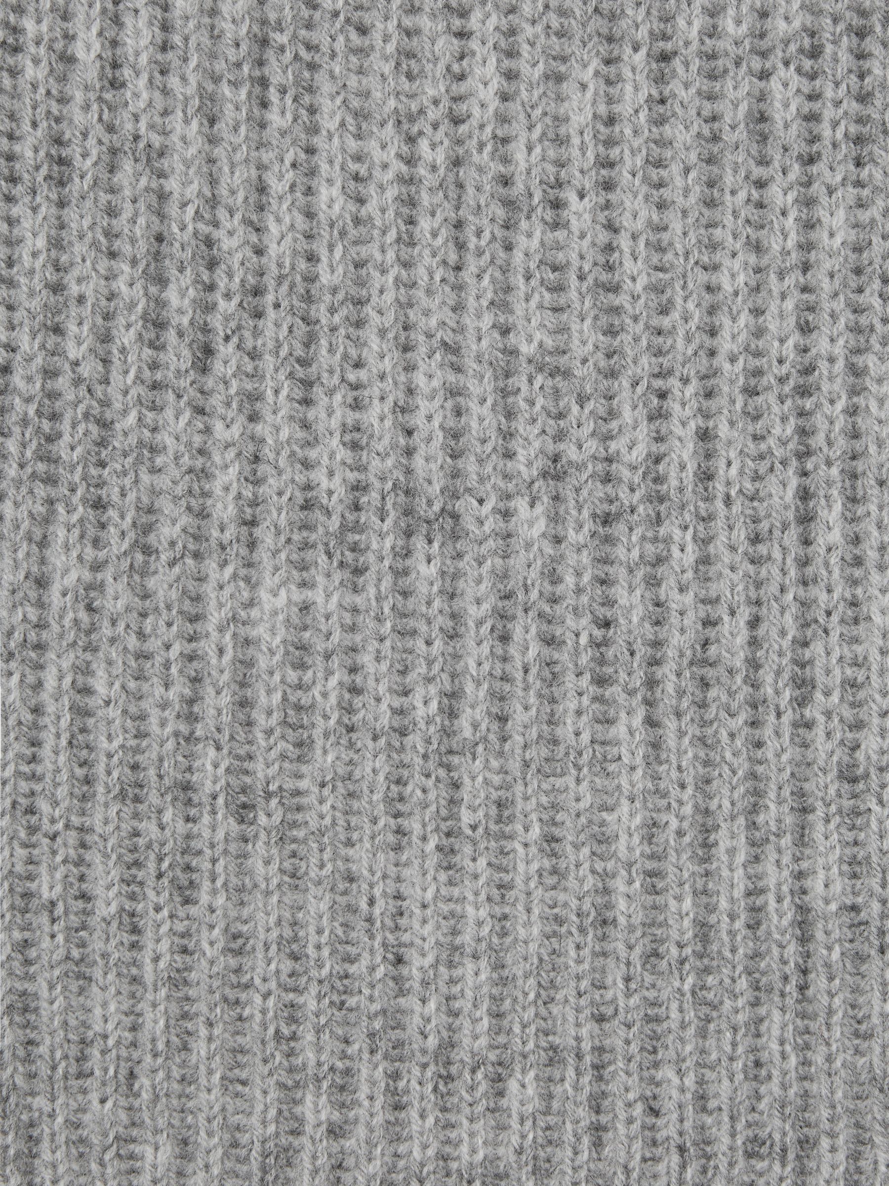 Ribbed 100% Cashmere Scarf in Grey Melange - Image 4 of 4