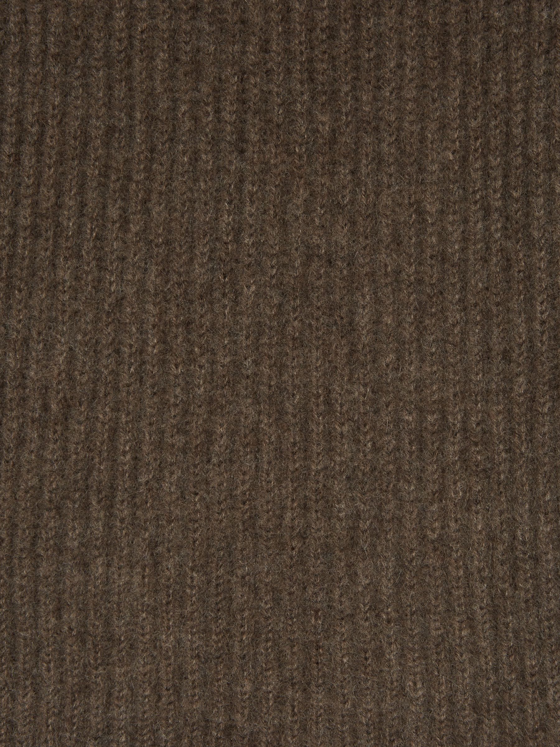 Ribbed 100% Cashmere Scarf in Taupe - Image 5 of 5