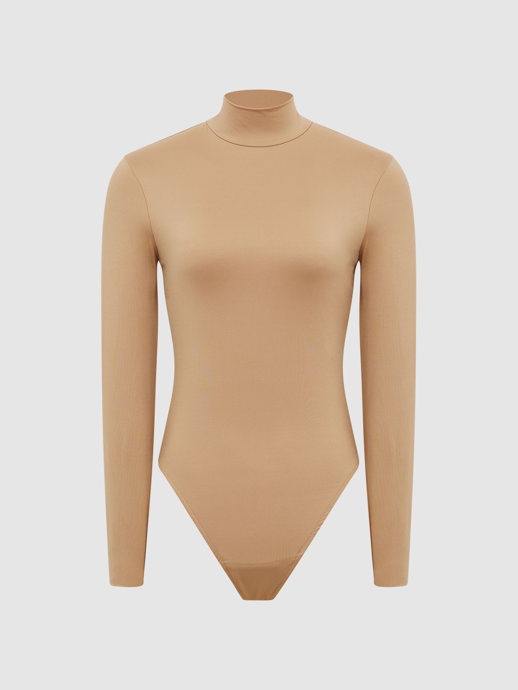 Turtle Neck Jersey Body in Camel - Image 2 of 7