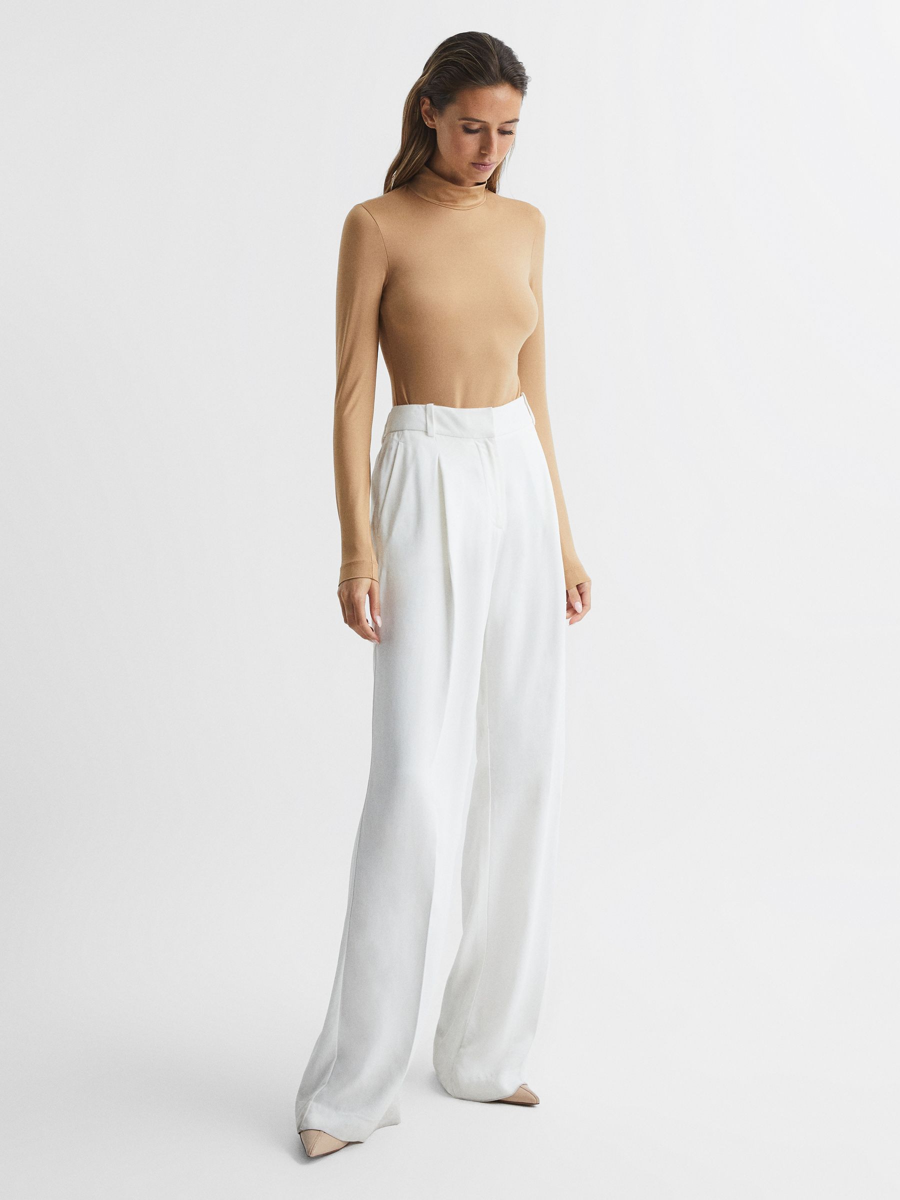 Turtle Neck Jersey Body in Camel - Image 3 of 7