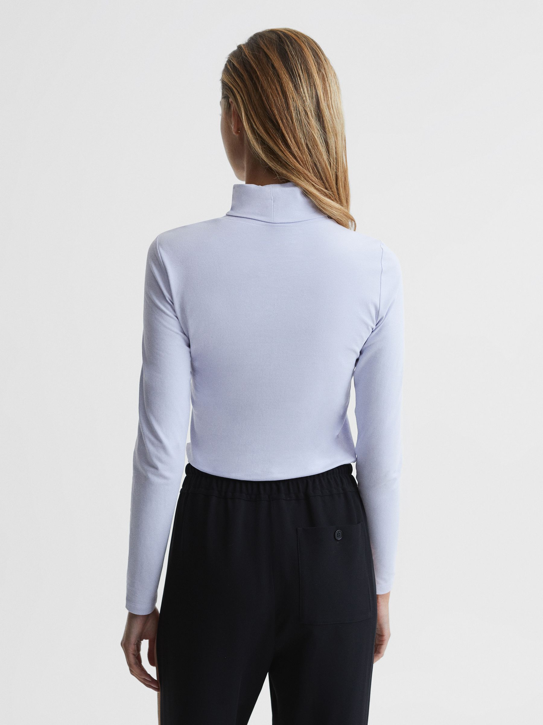 Second Skin Roll Neck Top in Light Blue - Image 5 of 6