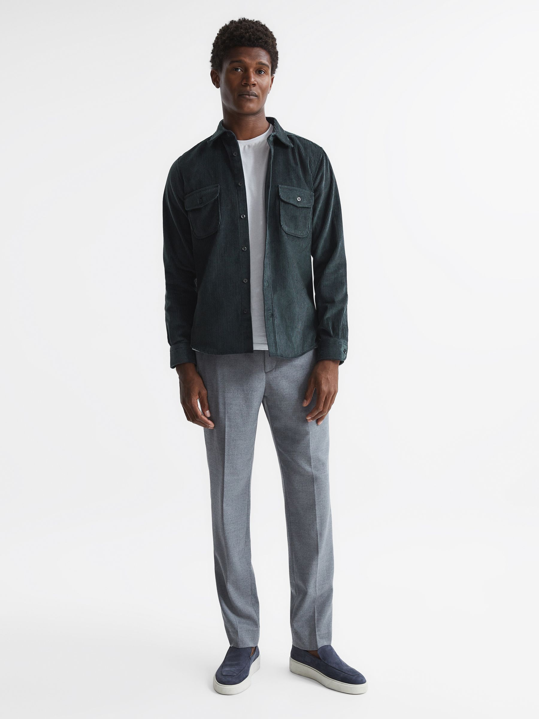 Corduroy Twin Pocket Overshirt in Steel Blue - Image 3 of 6