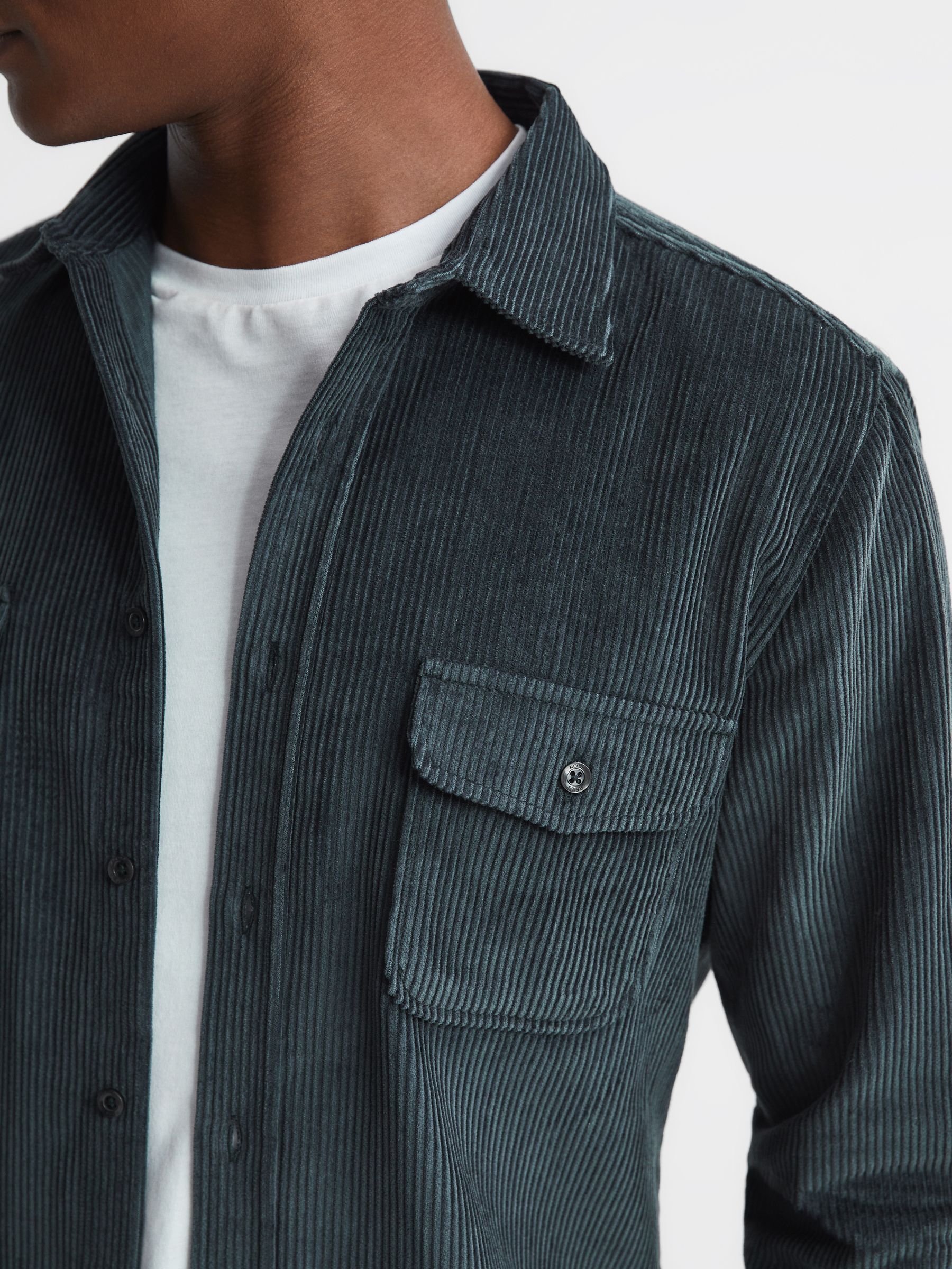 Corduroy Twin Pocket Overshirt in Steel Blue - Image 4 of 6