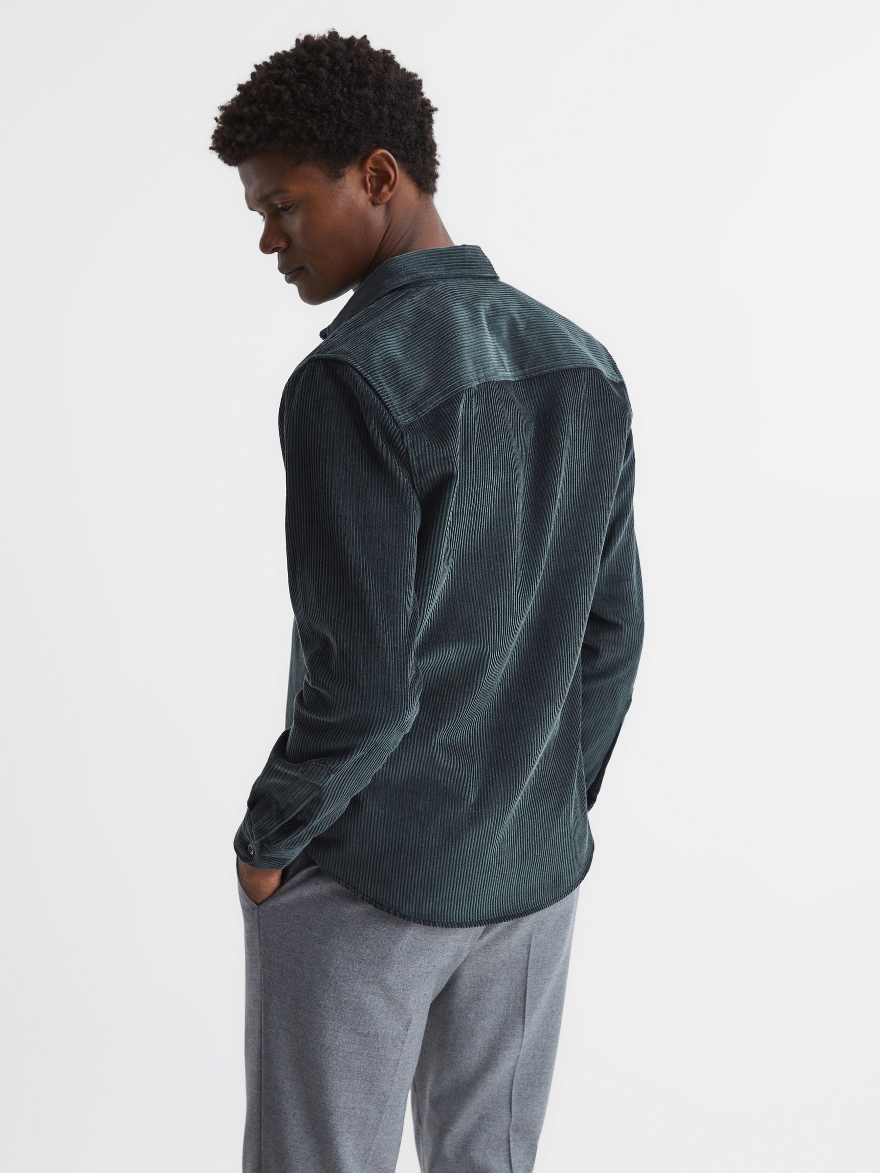 Corduroy Twin Pocket Overshirt in Steel Blue - Image 5 of 6