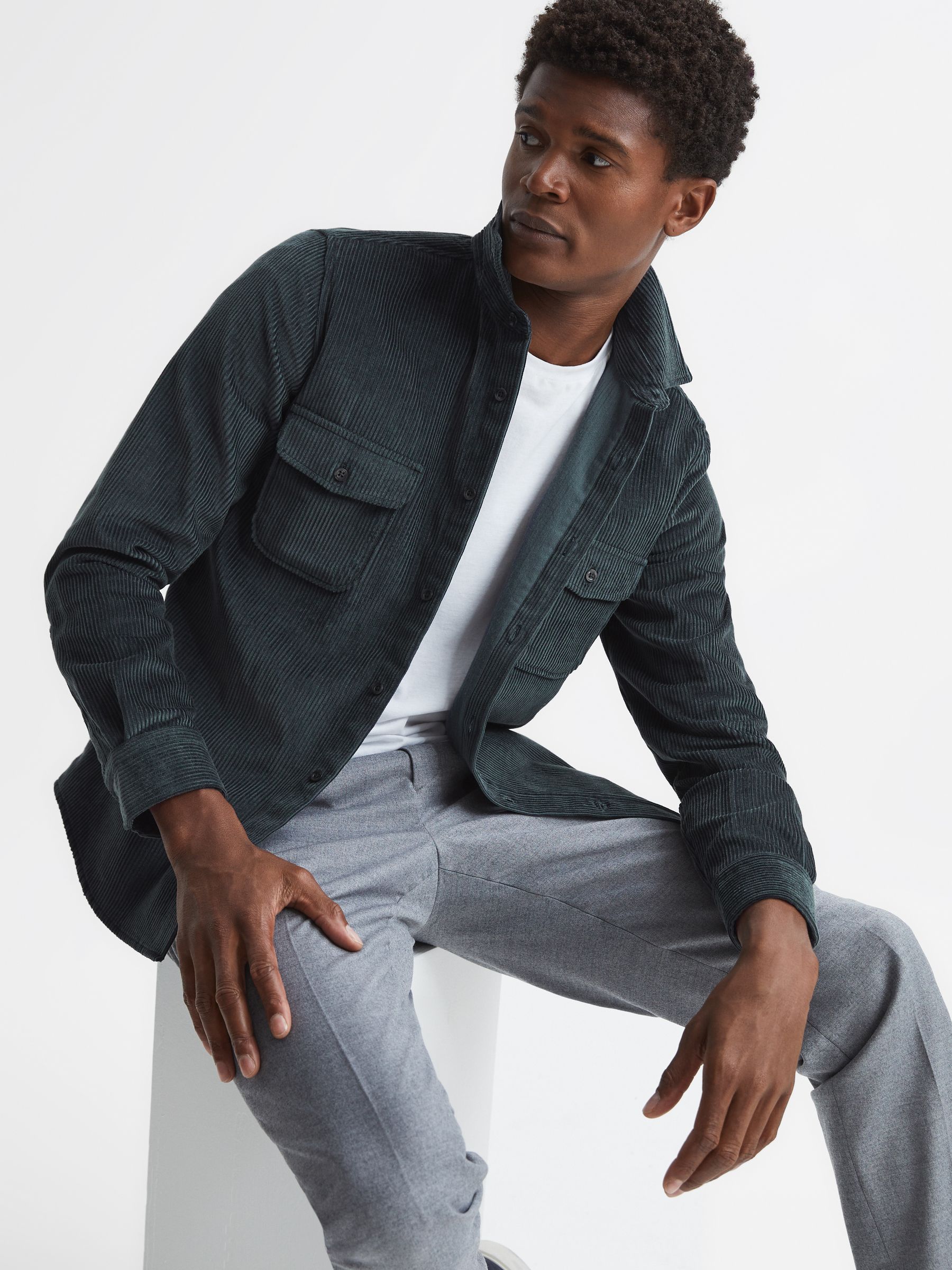 Corduroy Twin Pocket Overshirt in Steel Blue - Image 6 of 6