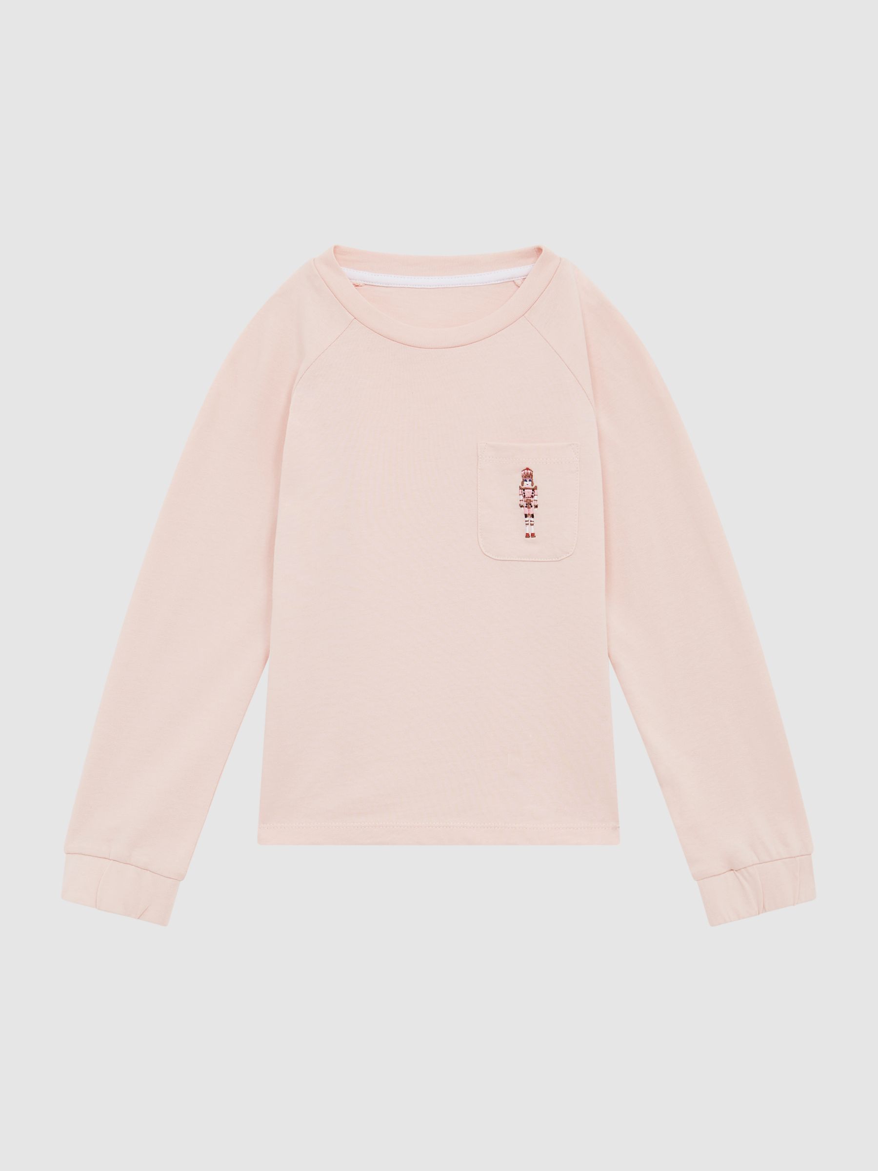 Junior Long Sleeve Embroidered Nightwear Top in Pink - Image 2 of 7