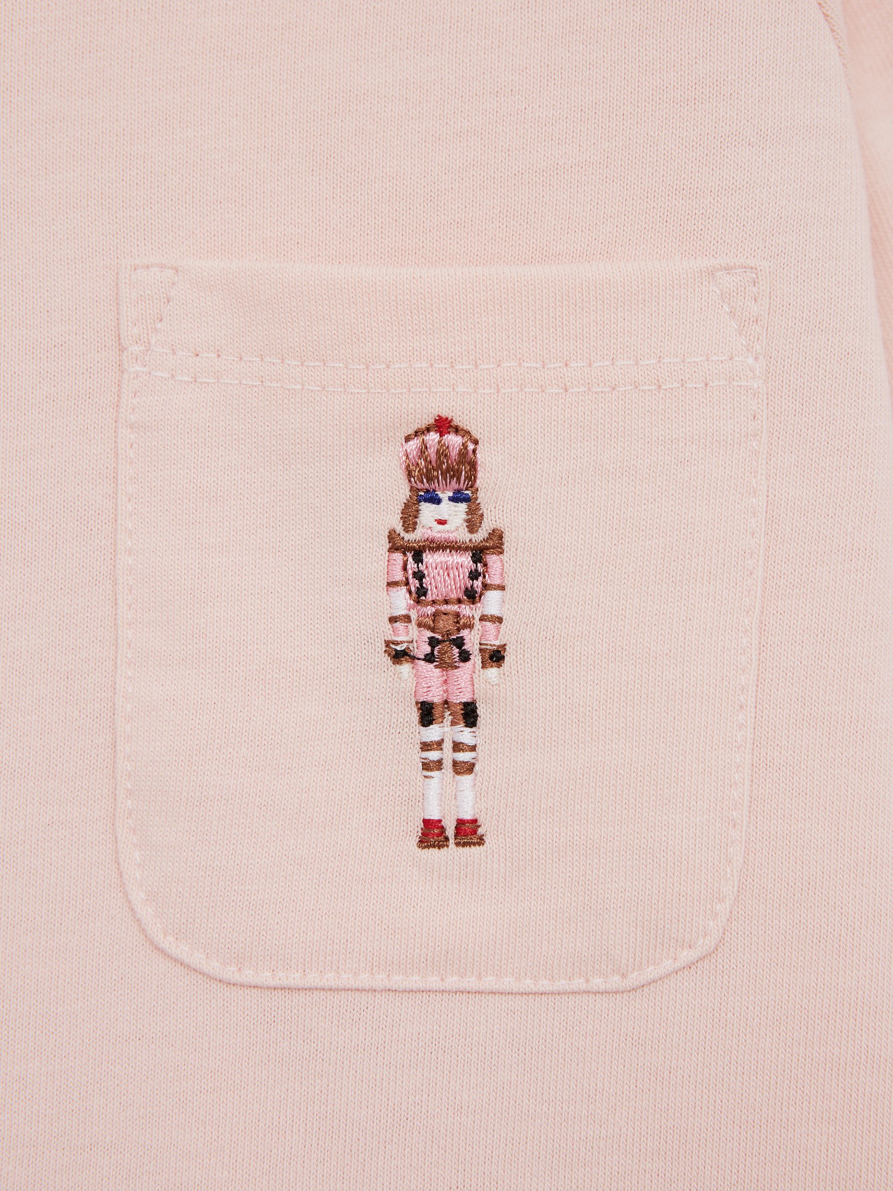 Junior Long Sleeve Embroidered Nightwear Top in Pink - Image 7 of 7