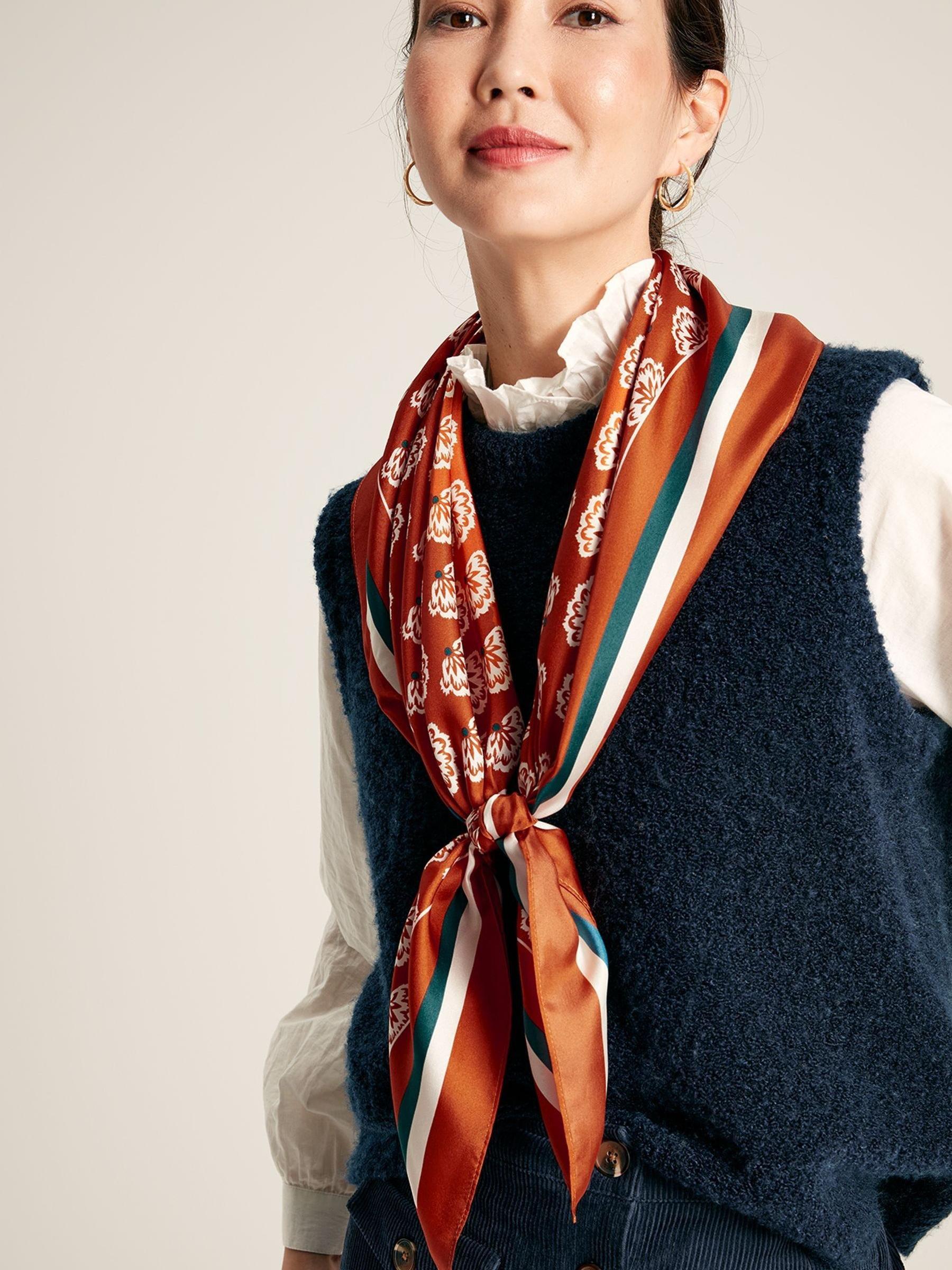 Bloomfield Burnt Orange Silk Square Scarf - Image 1 of 6