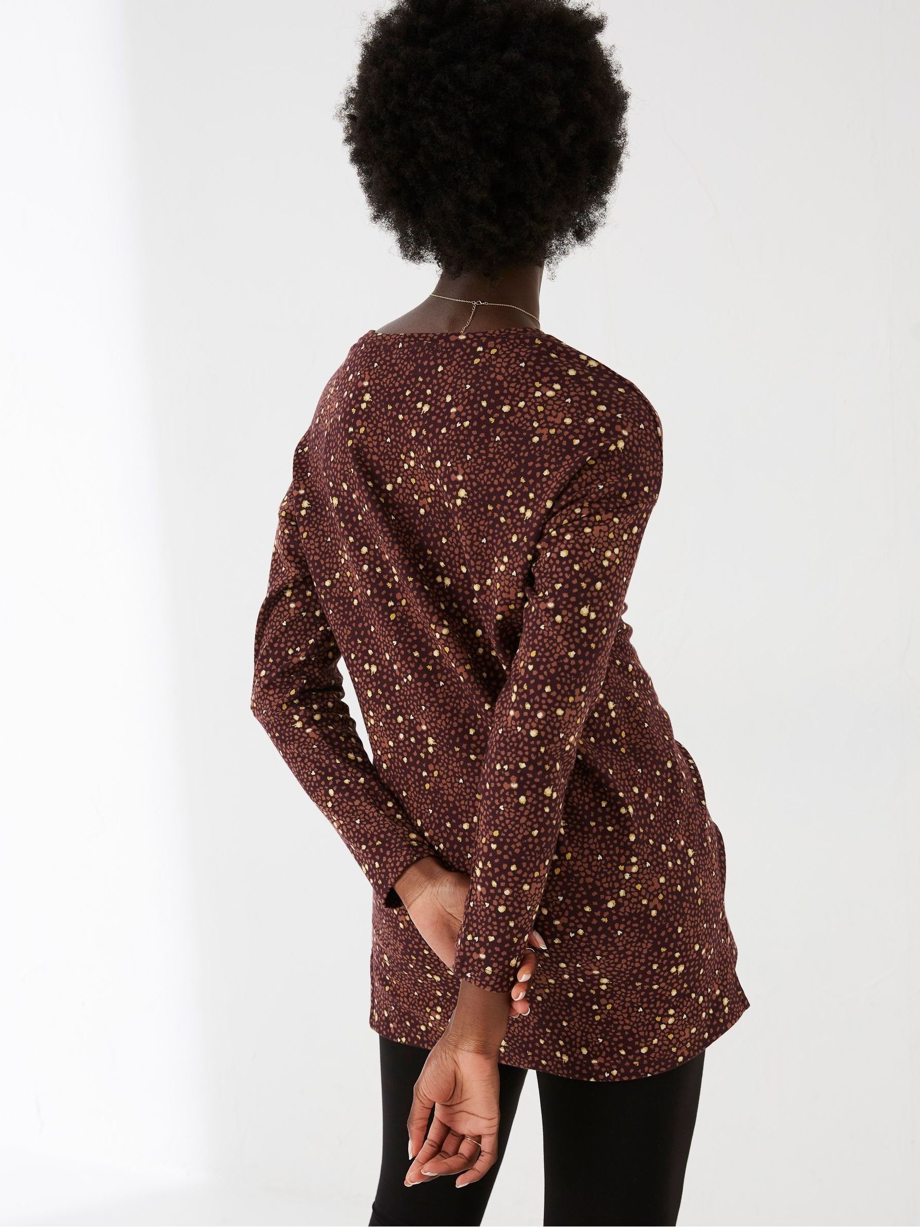 Purple Leena Textured Dot Longline T-Shirt - Image 2 of 3 Purple Leena Textured Dot Longline T-Shirt - Image 2 of 3