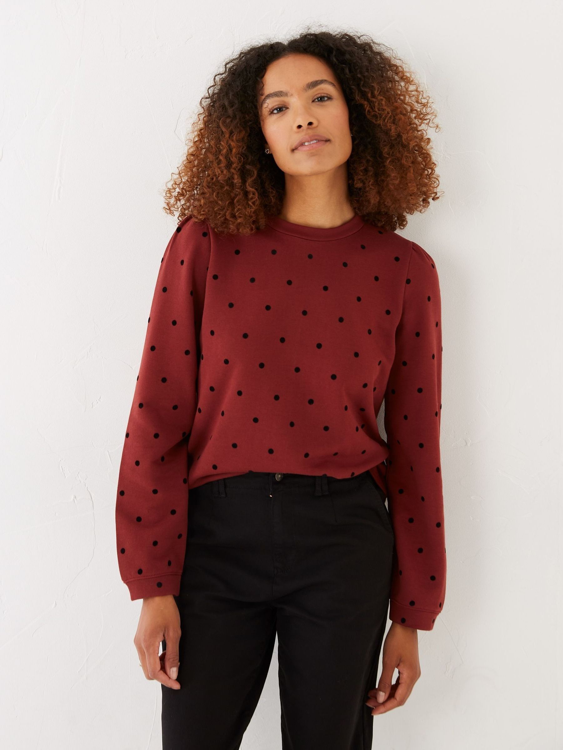 Aimee Red Spot Crew Sweatshirt - Image 1 of 4 Aimee Red Spot Crew Sweatshirt - Image 1 of 4