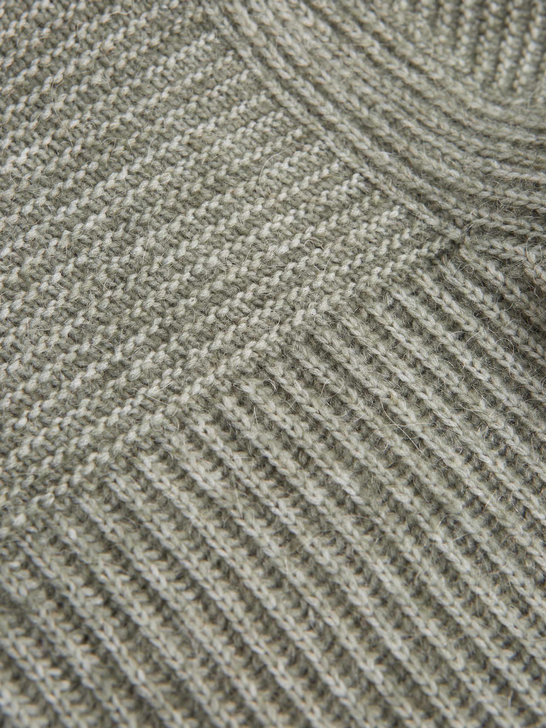 Junior Crew Neck Ribbed Wool Blend Jumper in Sage - Image 5 of 5