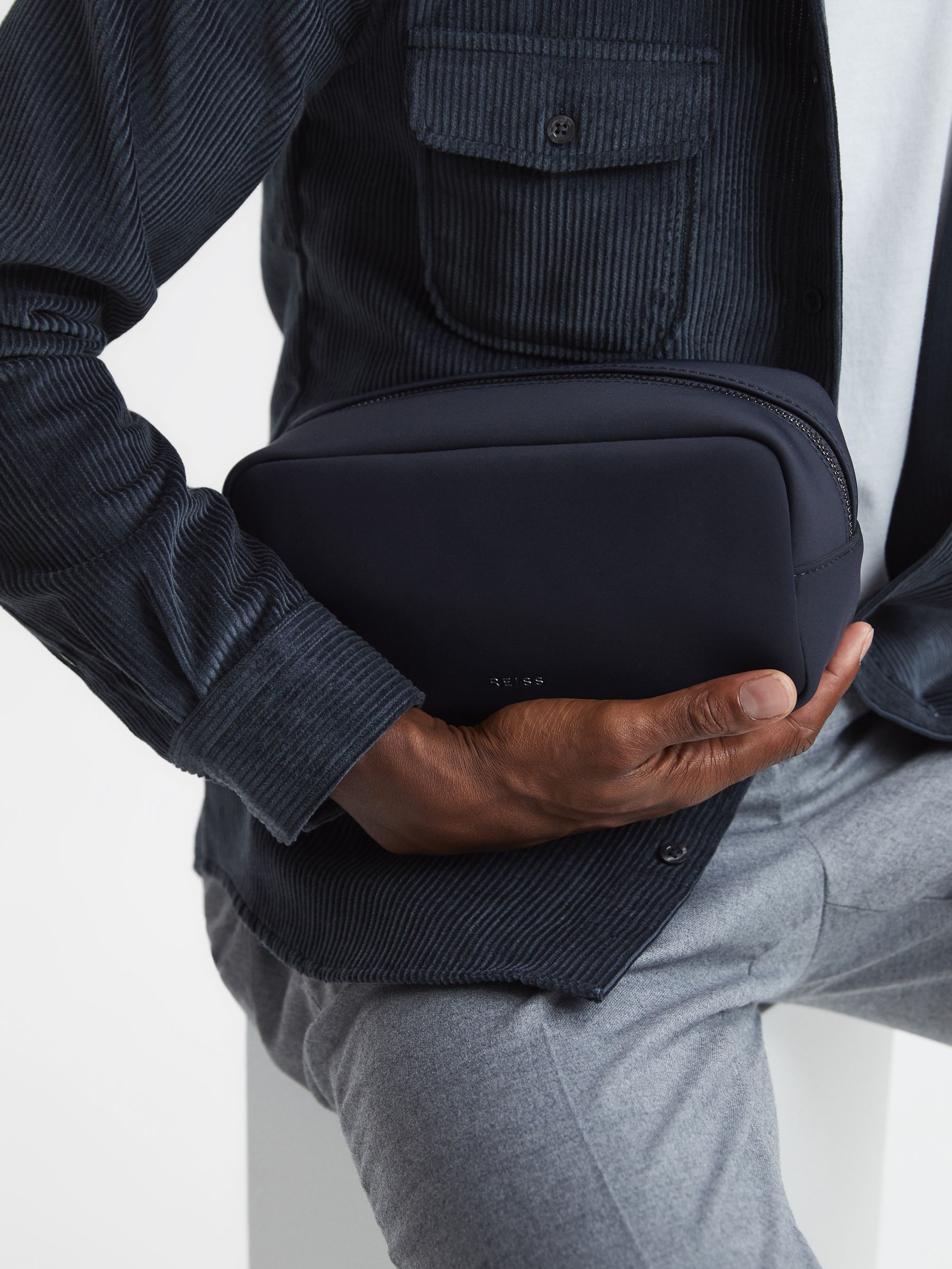 Neoprene Wash Bag in Dark Navy - Image 2 of 7