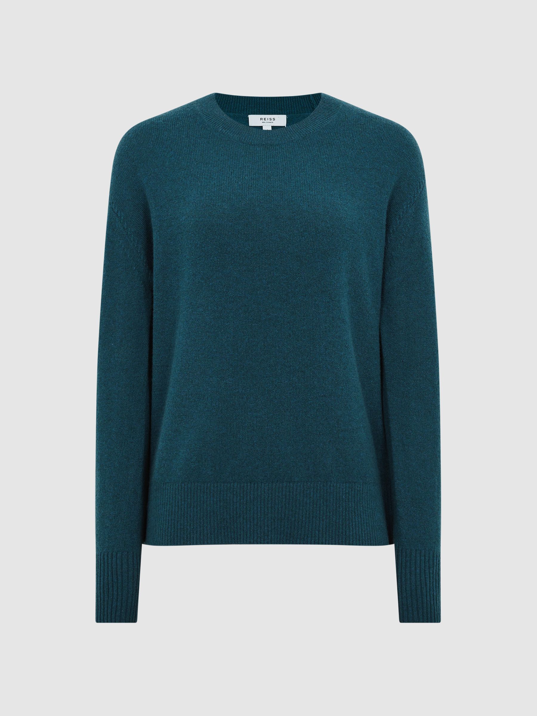 Cashmere Crew Neck Jumper in Teal - Image 2 of 6 Cashmere Crew Neck Jumper in Teal - Image 2 of 6