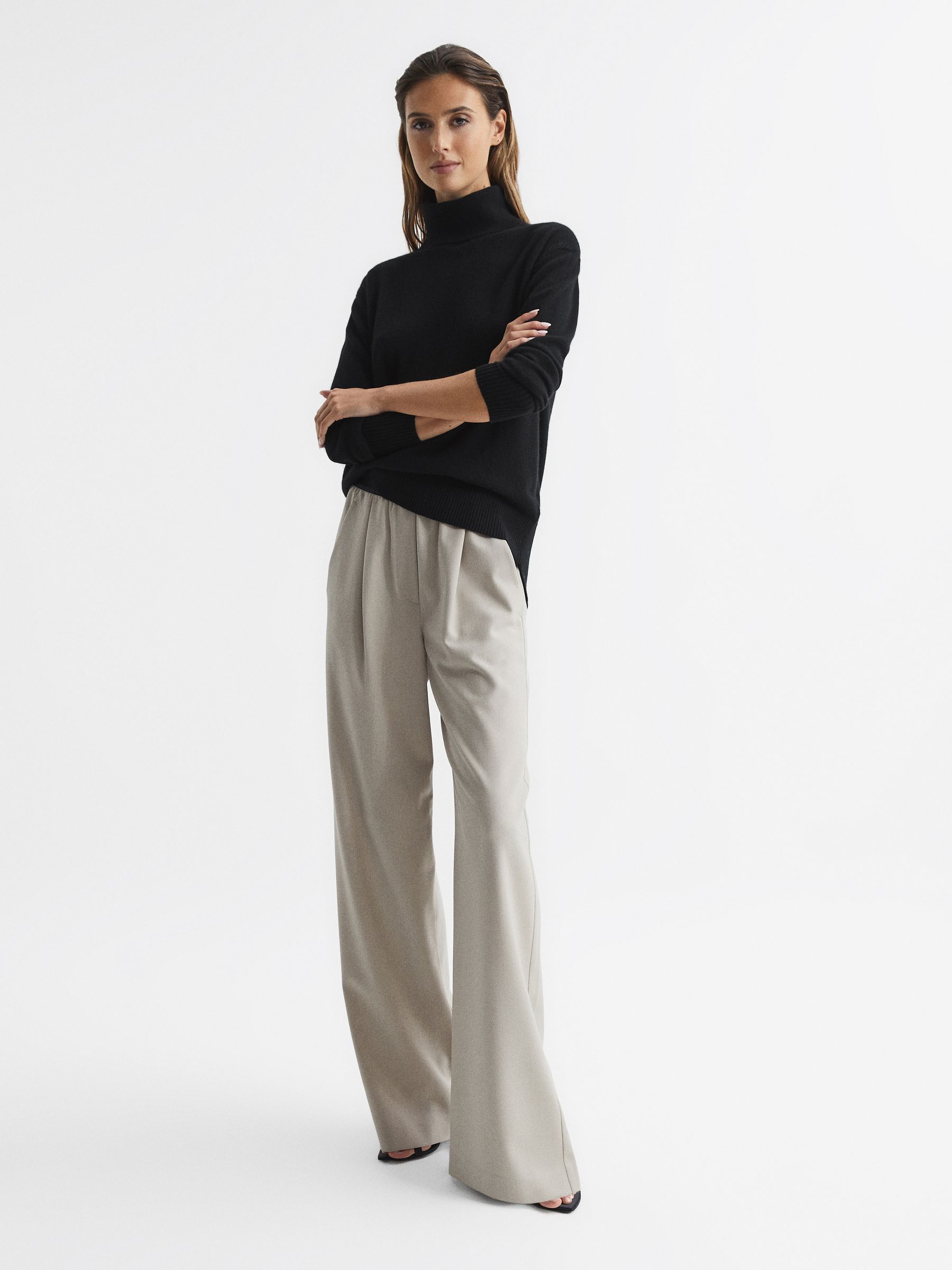 Cashmere Roll Neck Jumper in Black - Image 3 of 6