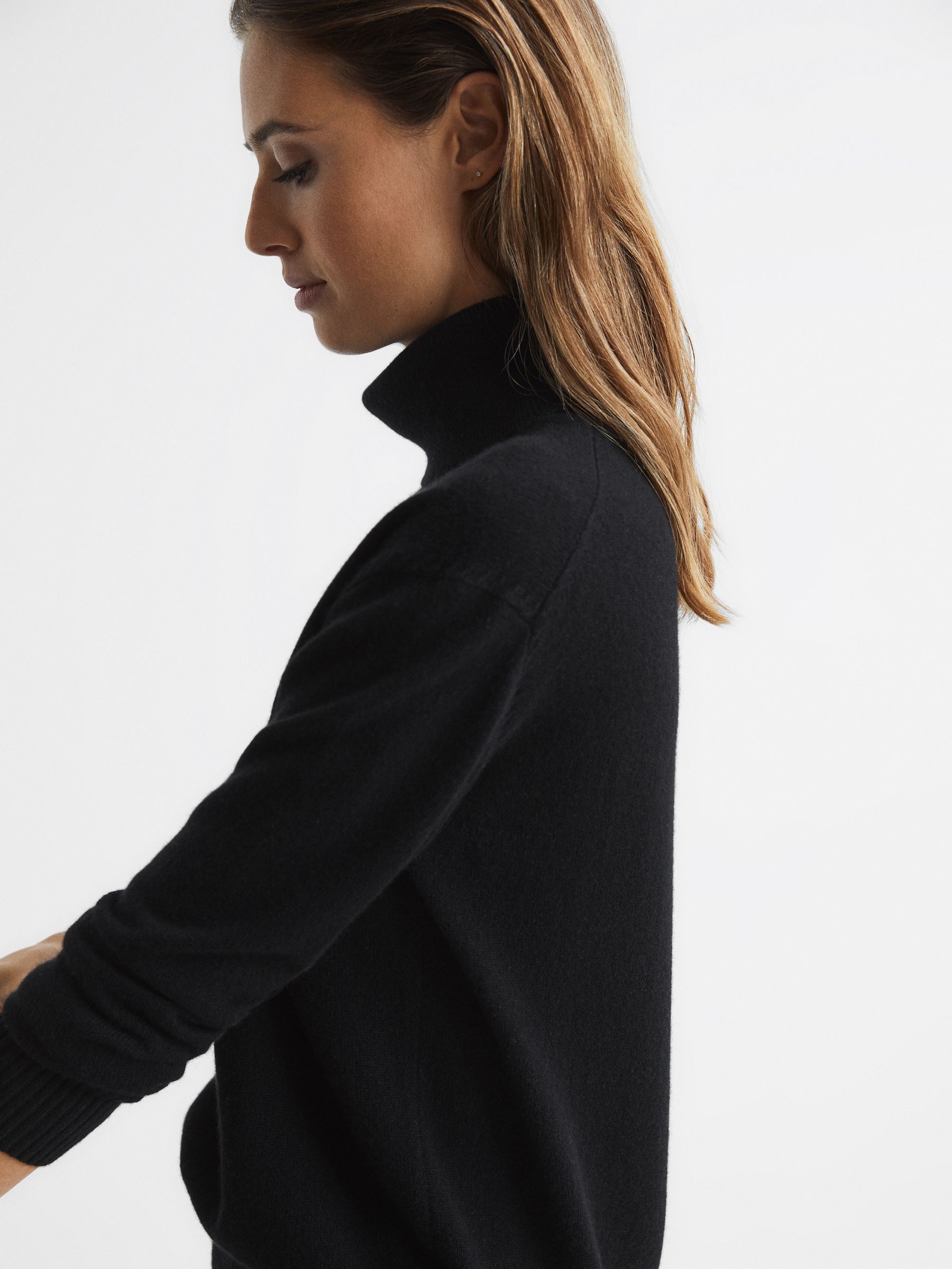 Cashmere Roll Neck Jumper in Black - Image 4 of 6