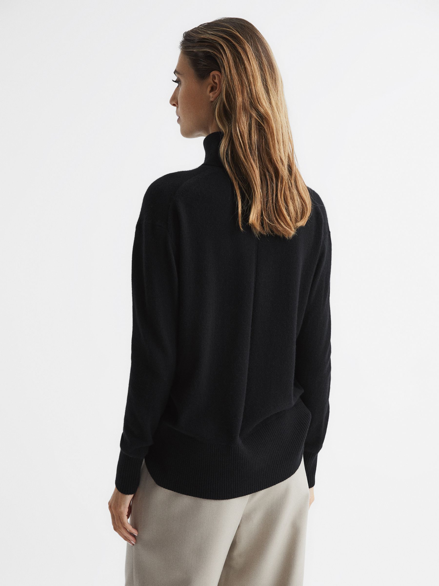 Cashmere Roll Neck Jumper in Black - Image 5 of 6