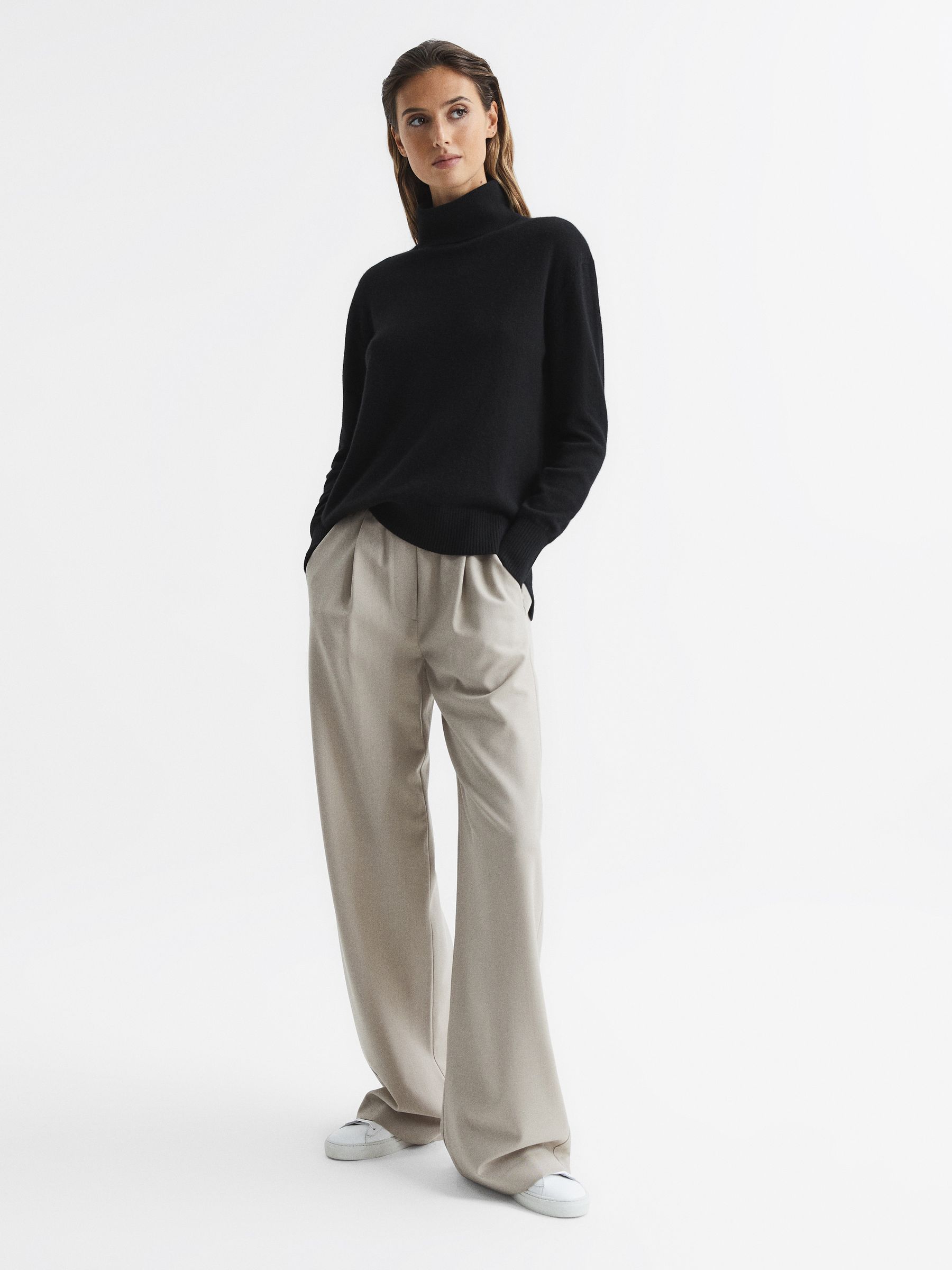 Cashmere Roll Neck Jumper in Black - Image 6 of 6