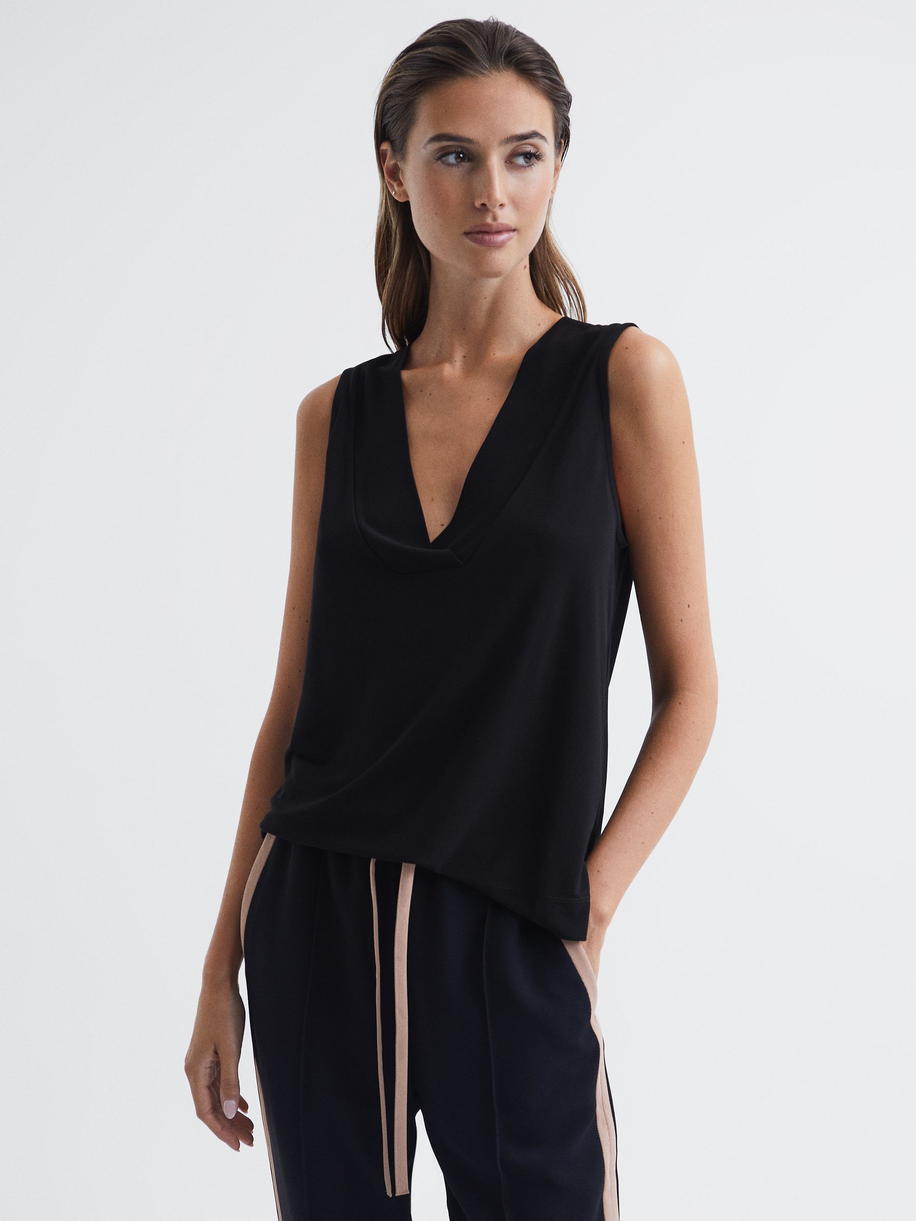 V-Neck Shell Blouse in Black - Image 1 of 6