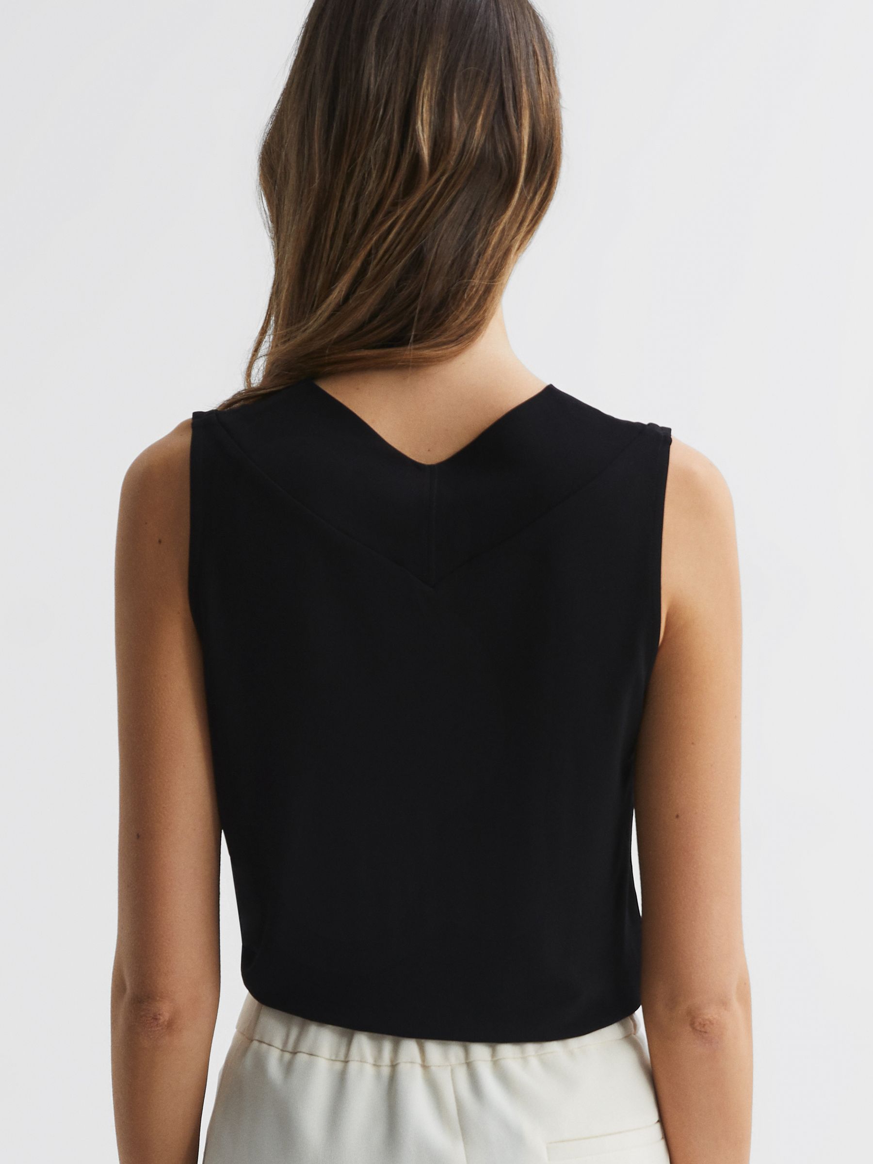 V-Neck Shell Blouse in Black - Image 4 of 6
