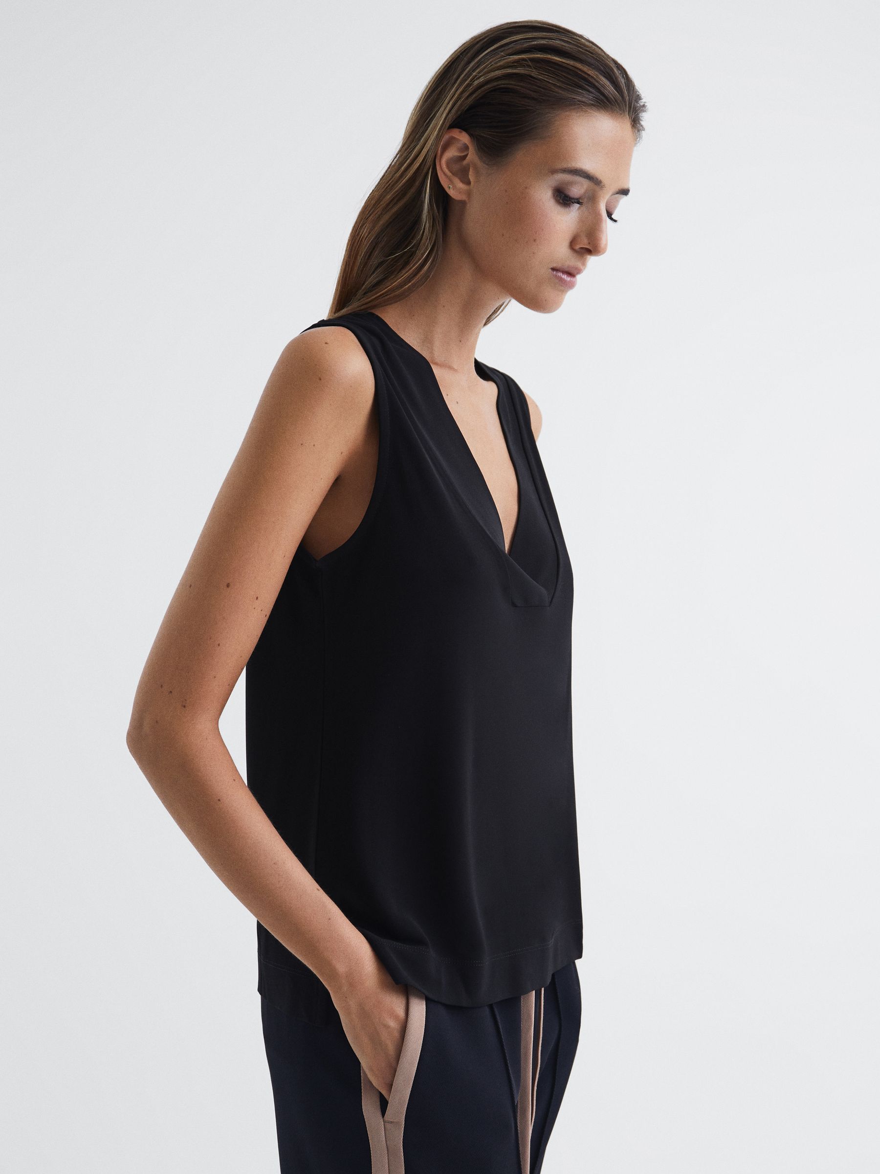 V-Neck Shell Blouse in Black - Image 6 of 6