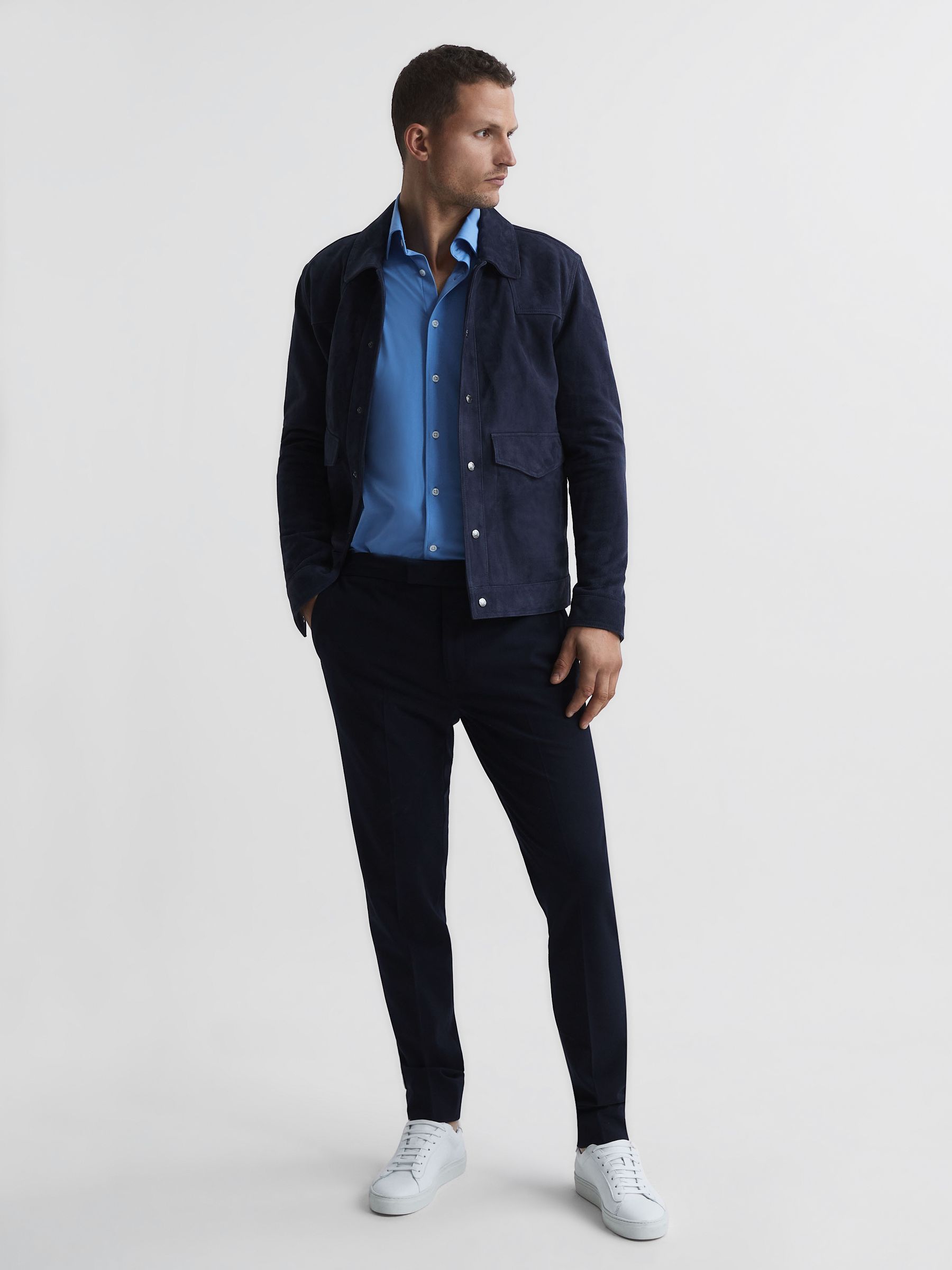 Regular Fit Travel Shirt in Soft Blue - Image 3 of 6